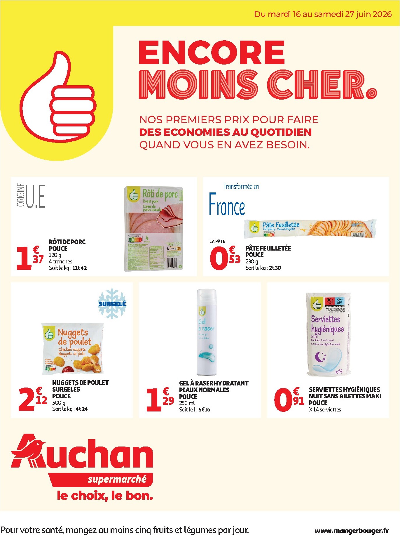 auchan - Toekomstige Auchan Supermarché - Marque Pouce supers folder geldig van dinsdag 16/06/2026 tot zaterdag 27/06/2026