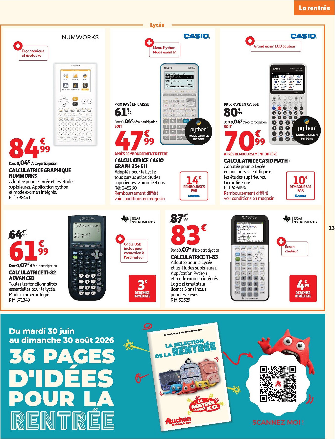 auchan - Auchan - Rentrée scolaire hypers - Hypermarché folder voor volgende week van dinsdag 04/08/2026 tot zondag 30/08/2026 - page: 13