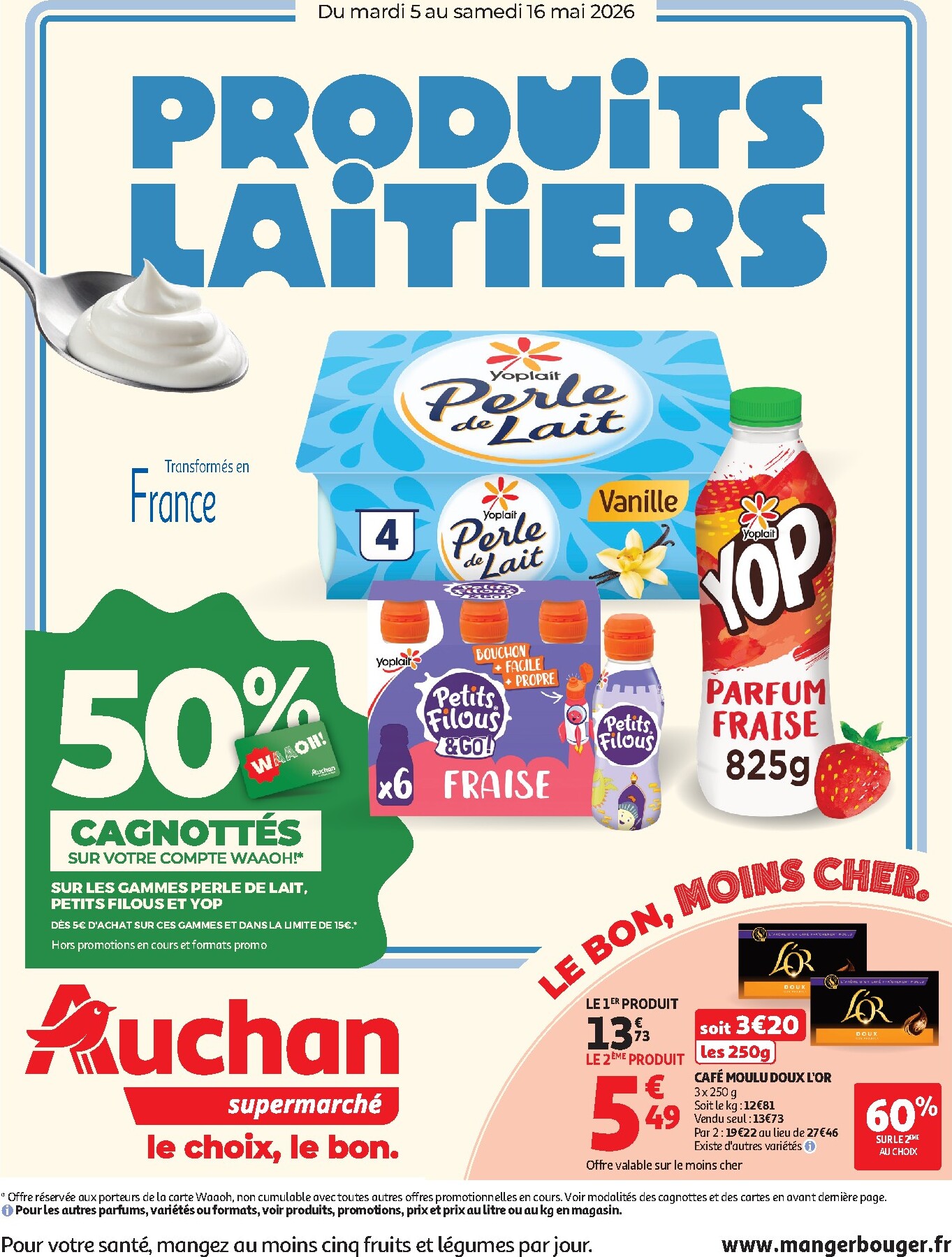 auchan - Auchan Supermarché - Produits laitiers folder voor volgende week van dinsdag 05/05/2026 tot zaterdag 16/05/2026