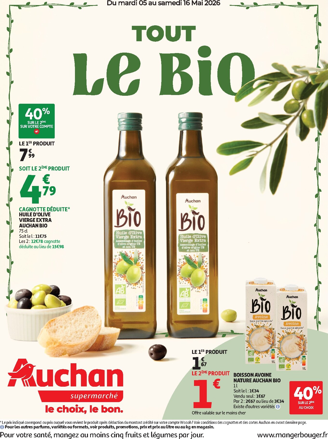 auchan - Auchan Supermarché - Sélection bio folder voor volgende week van dinsdag 05/05/2026 tot zaterdag 16/05/2026