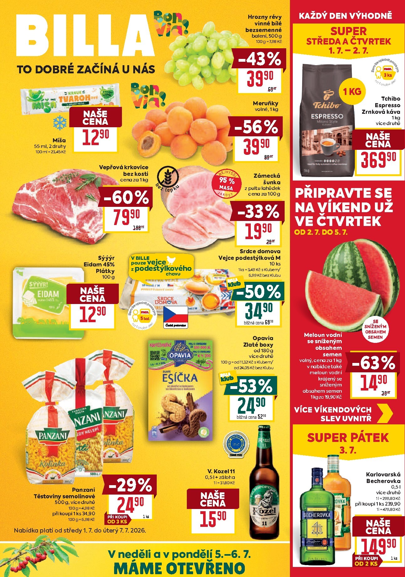 billa - Aktuální Billa - Malý leták leták platný od středy 01.07.2026 do úterý 07.07.2026
