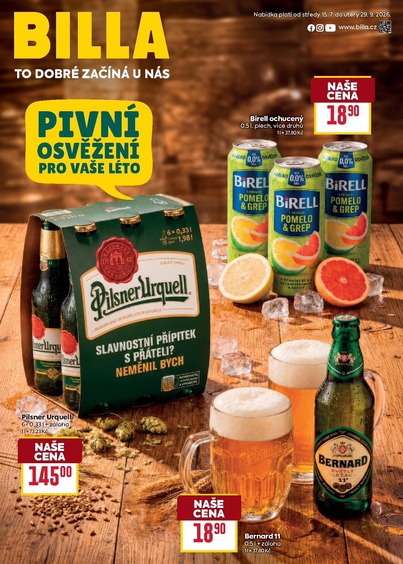 billa - Budoucí Billa - Katalog: Pivo leták platný od středy 15.07.2026 do úterý 29.09.2026
