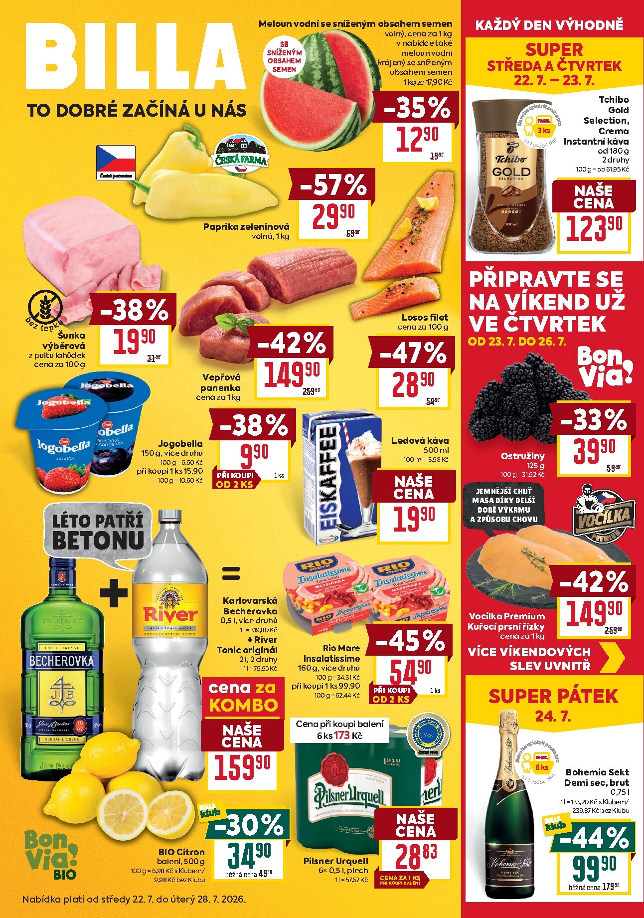 billa - Aktuální Billa - Malý leták leták platný od středy 22.07.2026 do úterý 28.07.2026