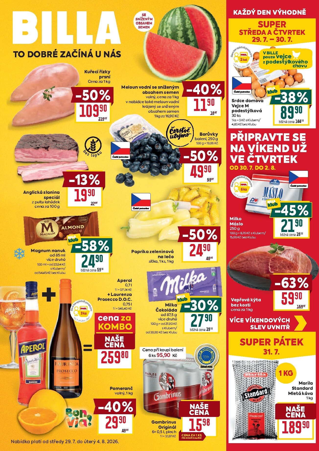 billa - Aktuální Billa - Malý leták leták platný od středy 29.07.2026 do úterý 04.08.2026