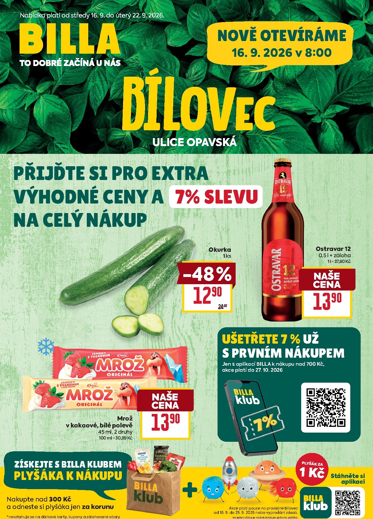 billa - Budoucí Billa - Bílovec leták platný od středy 16.09.2026 do úterý 22.09.2026 - page: 1