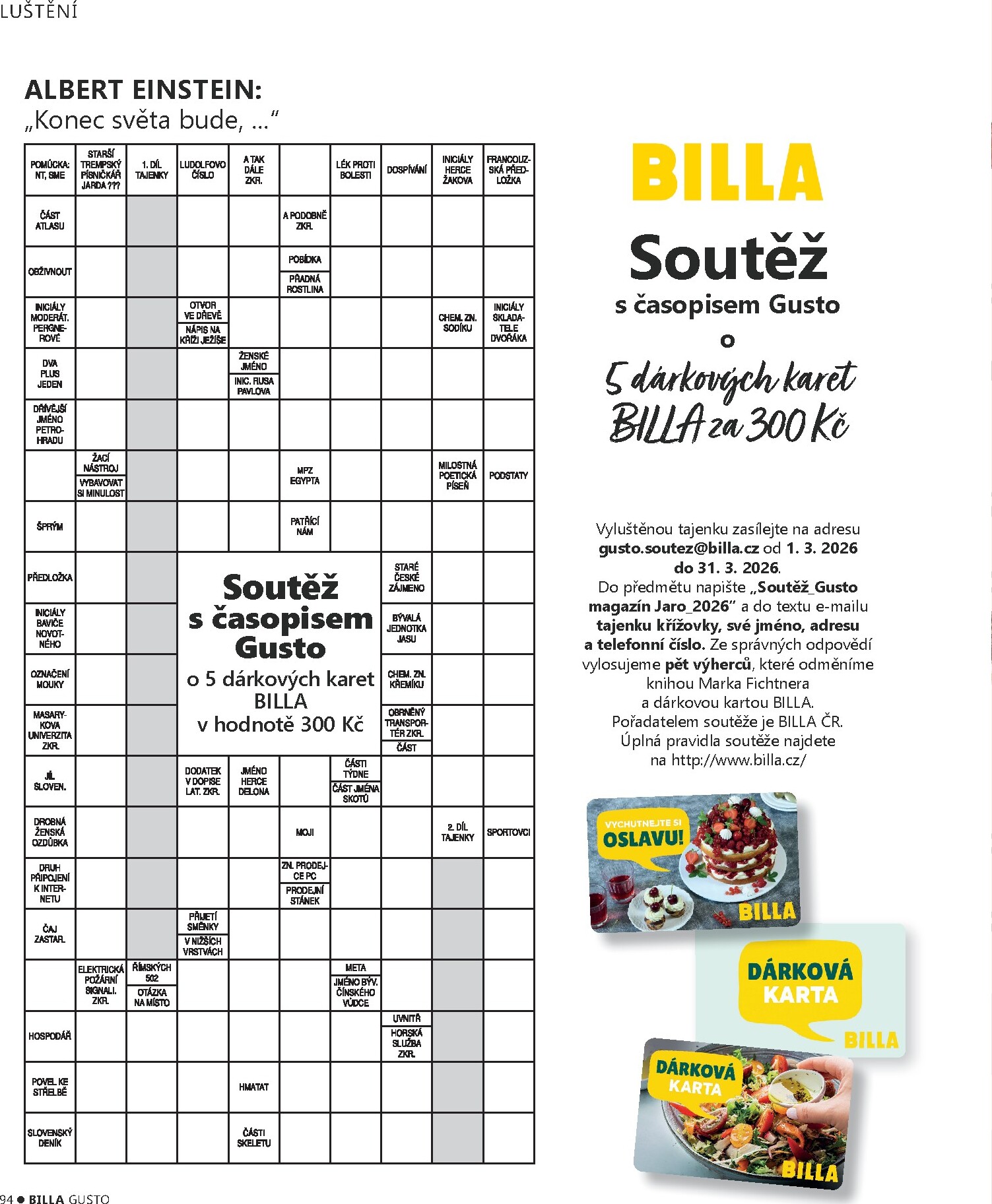 billa - Billa - Gusto magazín leták platný od úterý 10.03.2026 do neděle 31.05.2026 - page: 94