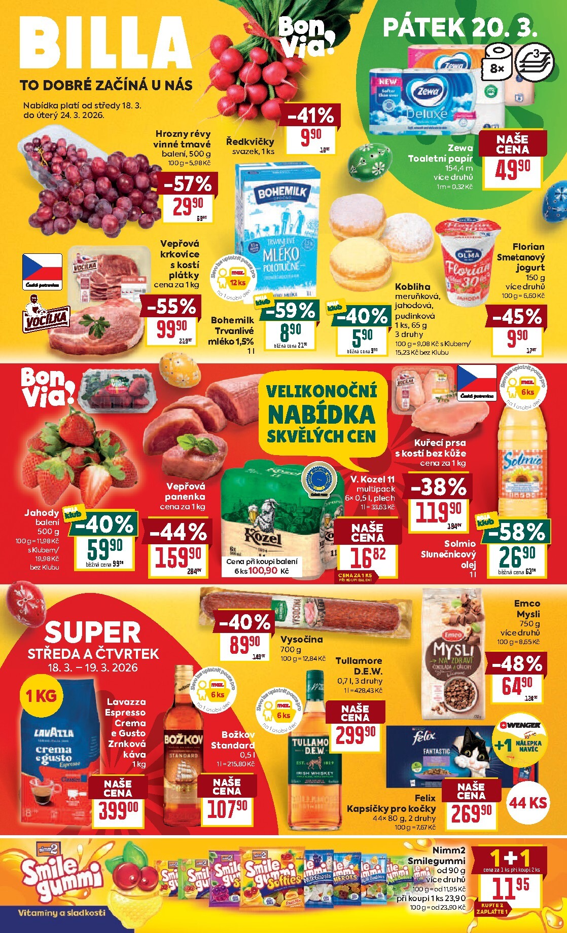 billa - Billa leták platný od středy 18.03.2026 do úterý 24.03.2026