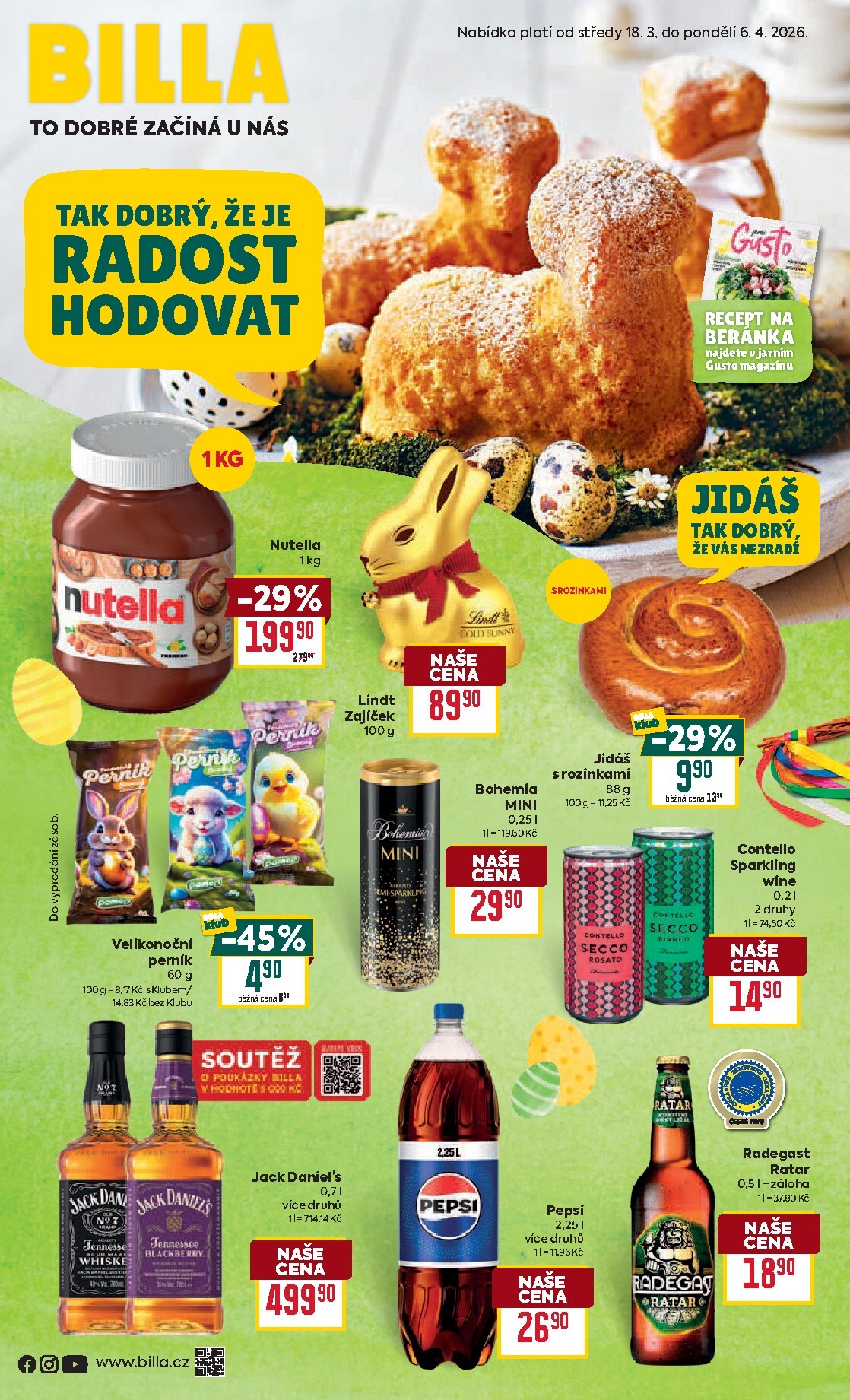 billa - Billa - Velikonoce leták platný od středy 18.03.2026 do pondělí 06.04.2026