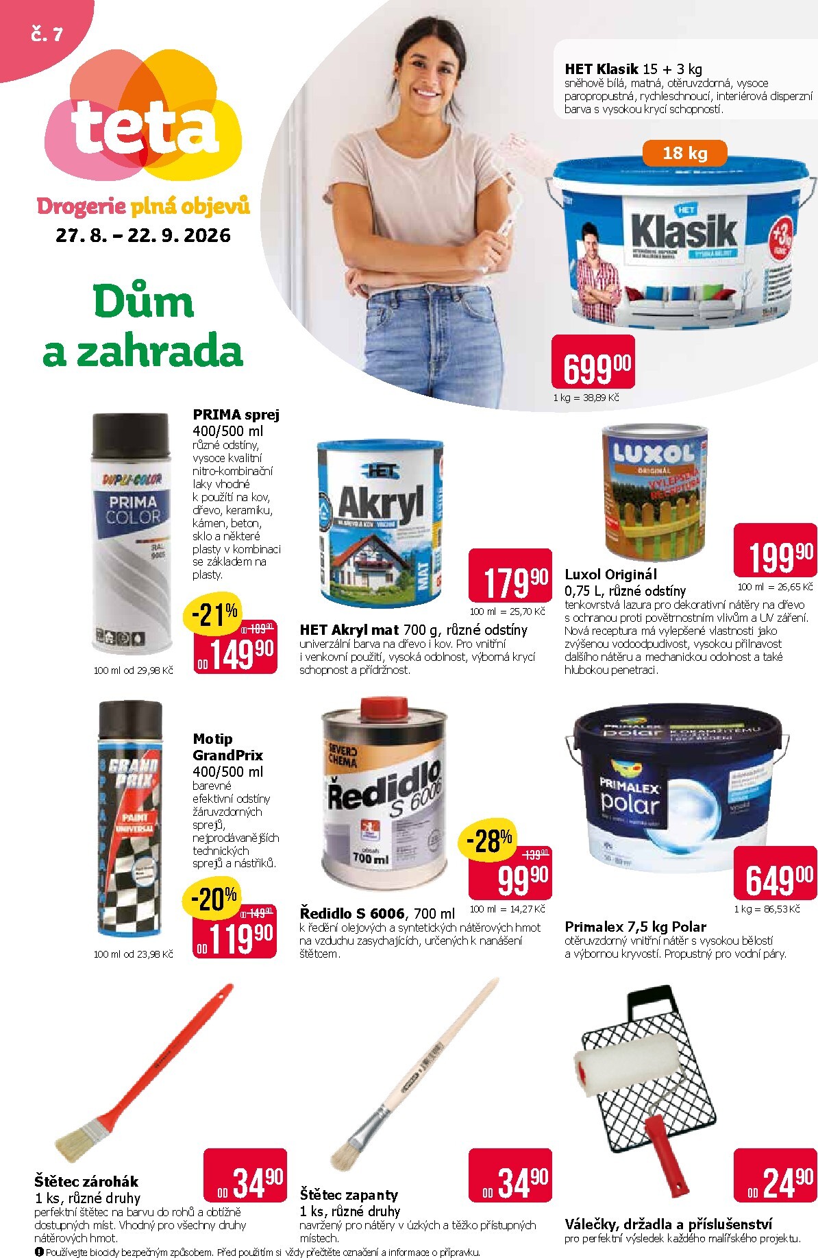 teta-drogerie - Aktuální Teta drogerie - Dům a zahrada leták platný od čtvrtka 27.08.2026 do úterý 22.09.2026