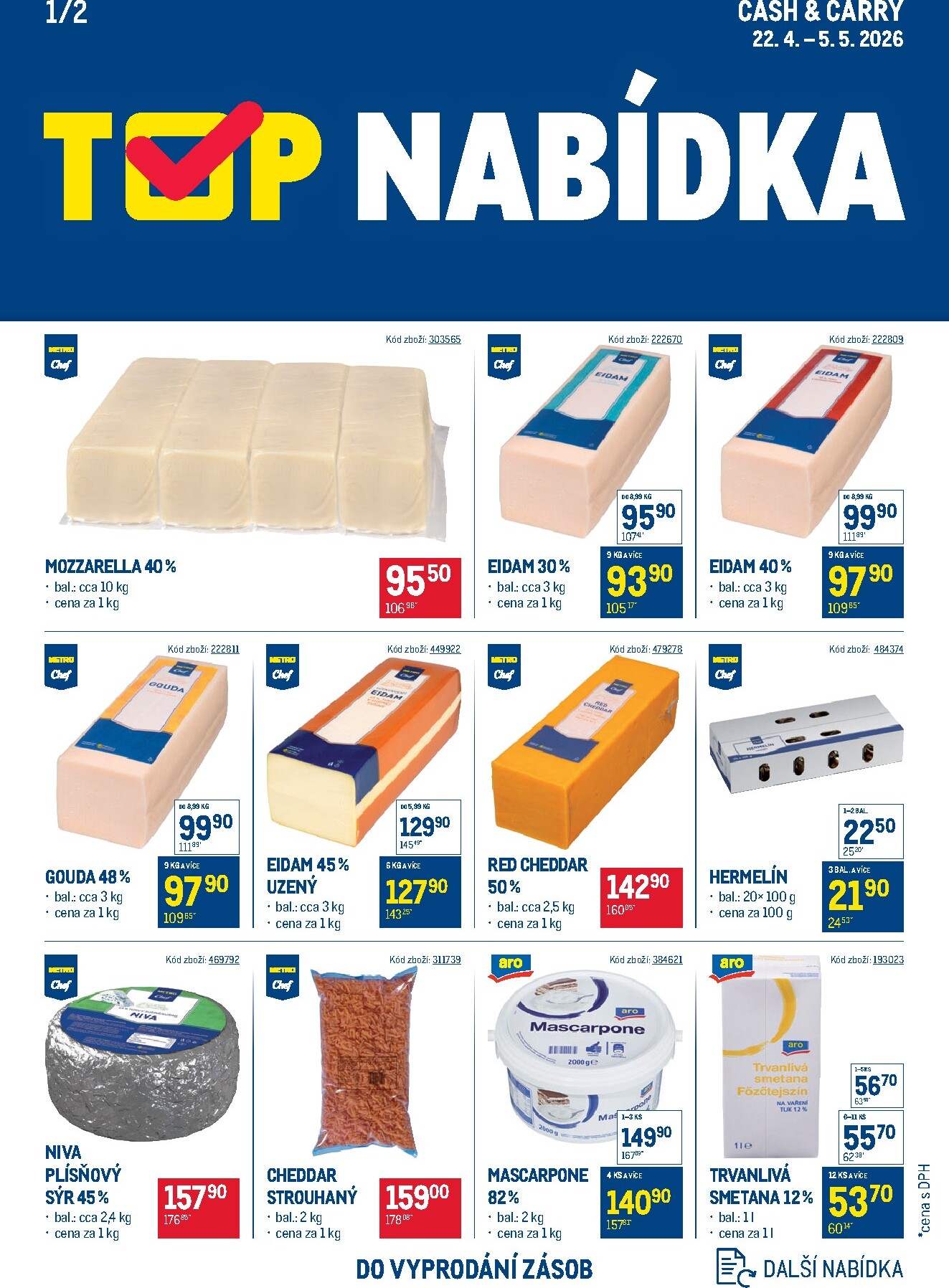 makro - Aktuální Makro - TOP mléčné výrobky leták platný od středy 22.04.2026 do úterý 05.05.2026