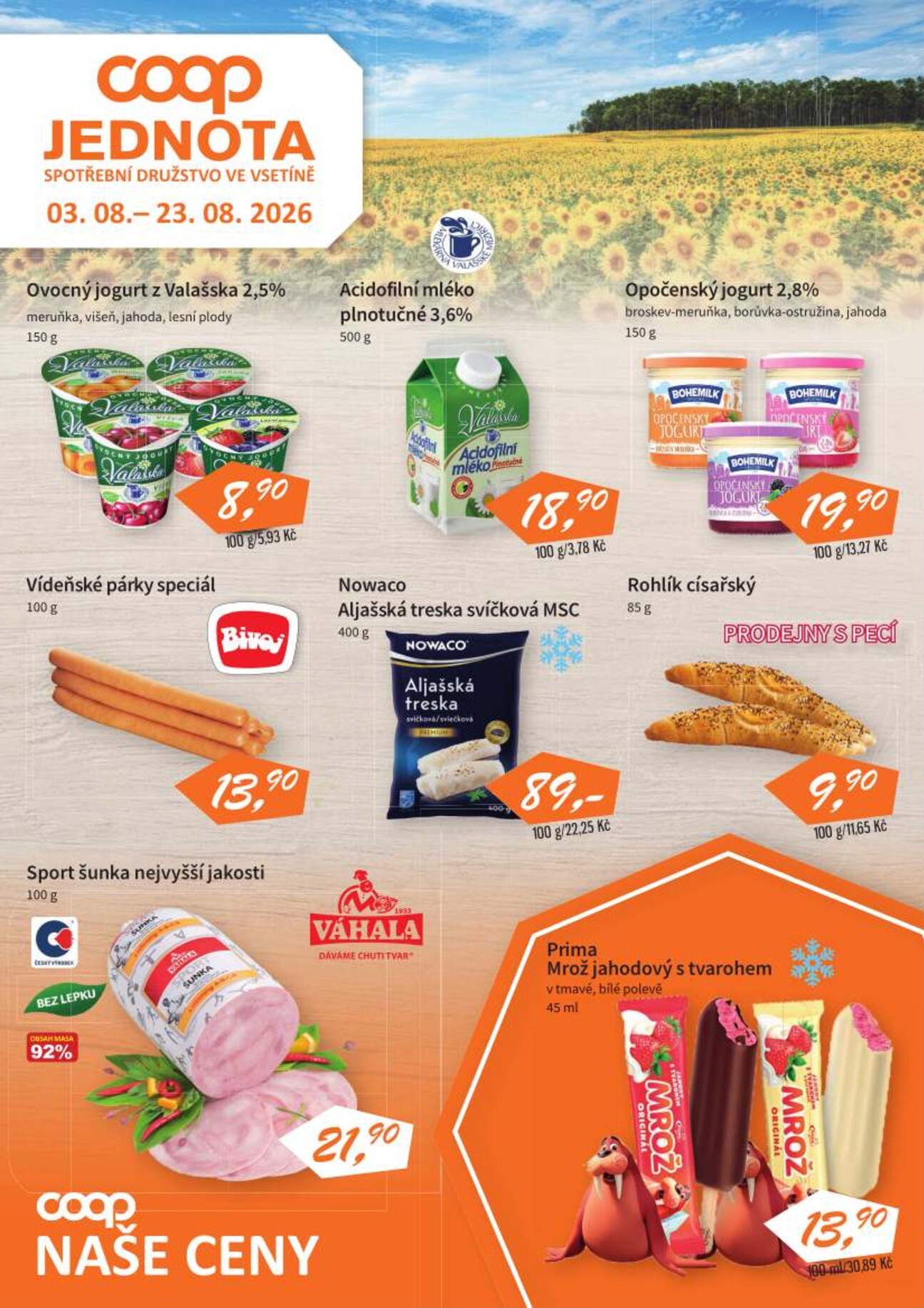 coop - Coop Jednota Vsetín leták na příští týden od pondělí 03.08.2026 do neděle 23.08.2026