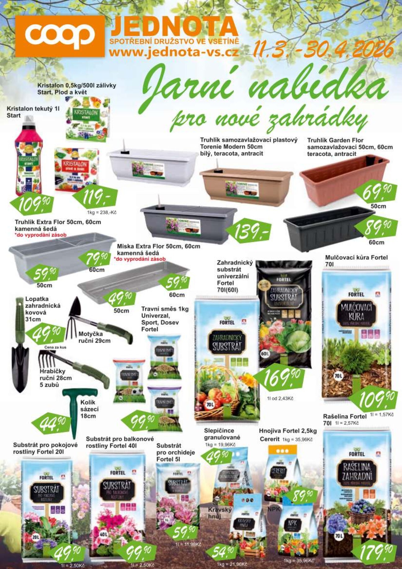 coop - Coop - Jarní nabídka pro nové zahrádky leták platný od středy 11.03.2026 do čtvrtka 30.04.2026