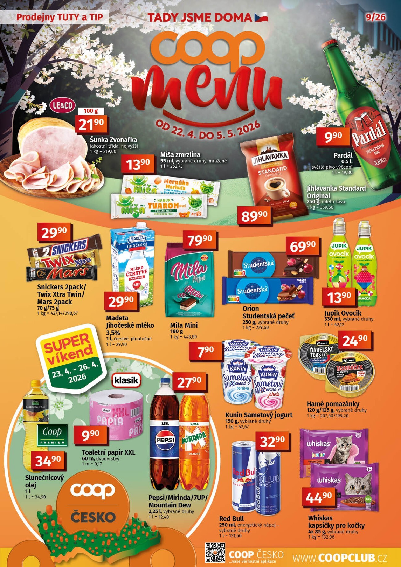coop - Aktuální Coop - Tuty-Tip Menu leták platný od středy 22.04.2026 do úterý 05.05.2026