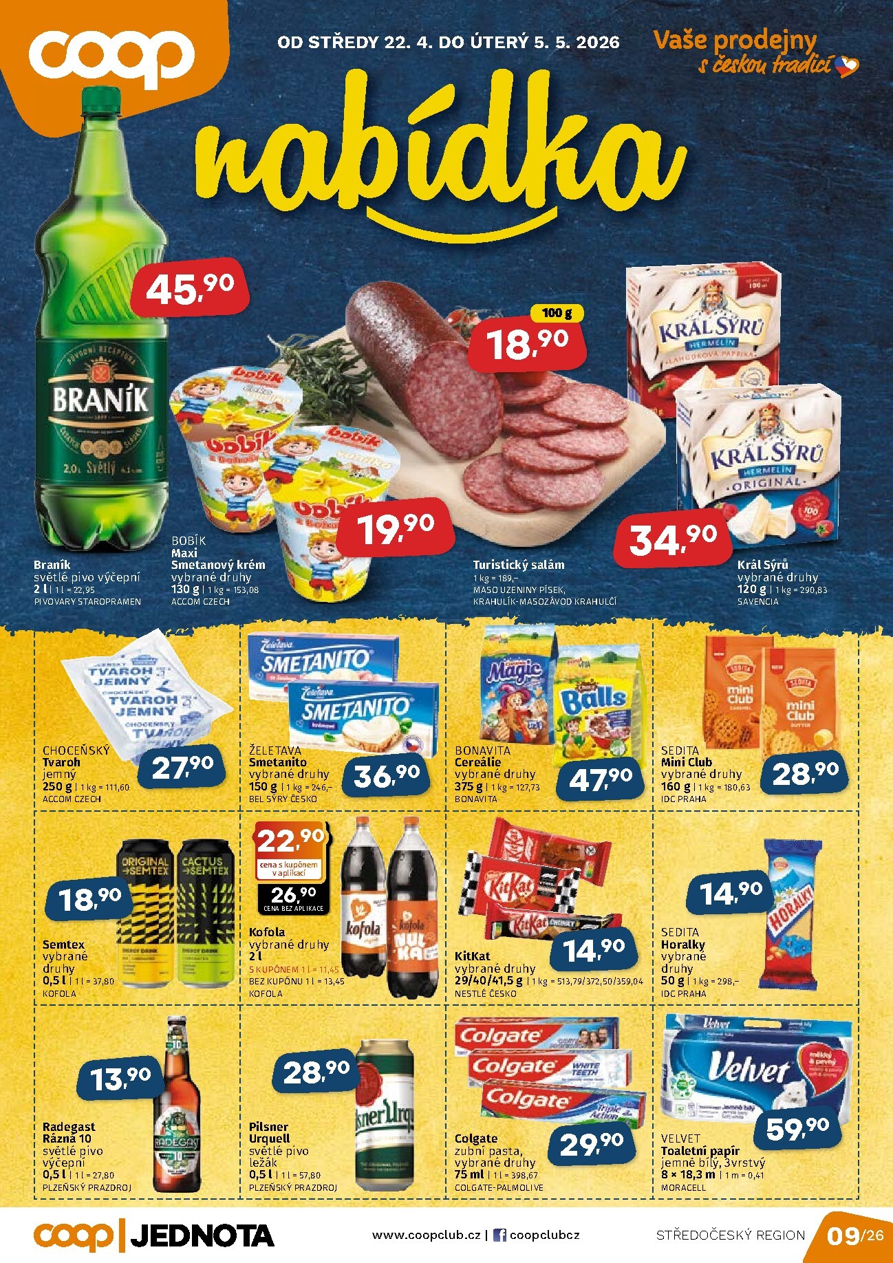 coop - Aktuální Coop - Střední Čechy leták platný od středy 22.04.2026 do úterý 05.05.2026