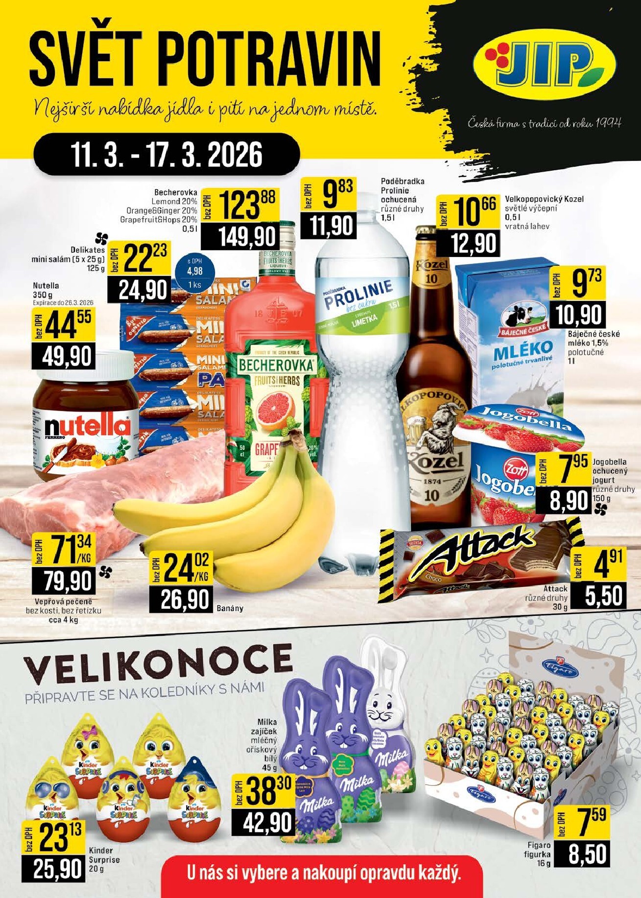 jip - JIP - Brno, Ostrava - Hrabová, Praha - Bořanovice, Jilemnice, Karlovy Vary, Olomouc, Pardubice, Zlín, Polička leták platný od středy 11.03.2026 do úterý 17.03.2026