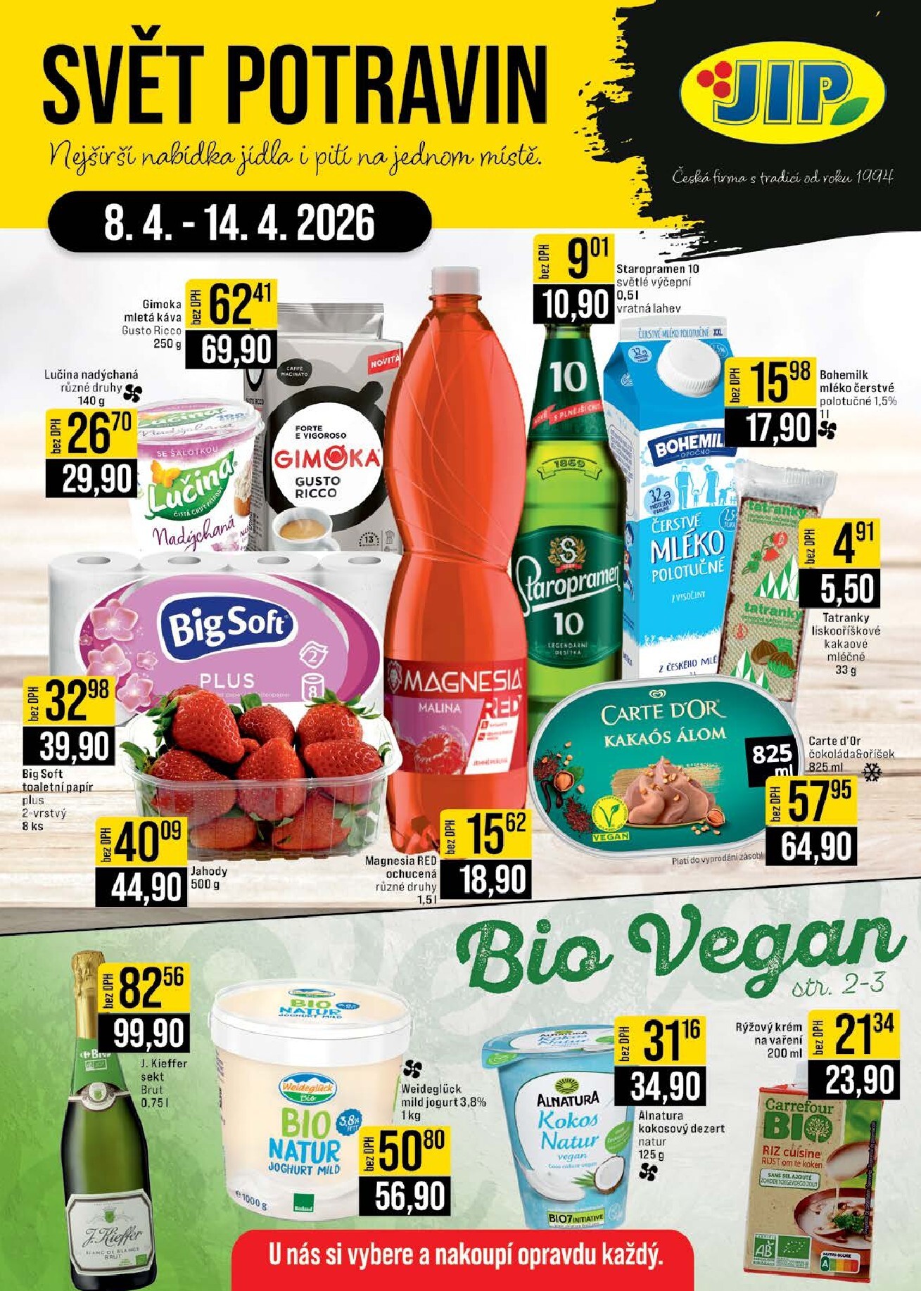 jip - JIP - Brno, Ostrava - Hrabová, Praha - Bořanovice, Jilemnice, Karlovy Vary, Olomouc, Pardubice, Zlín, Polička leták platný od středy 08.04.2026 do úterý 14.04.2026
