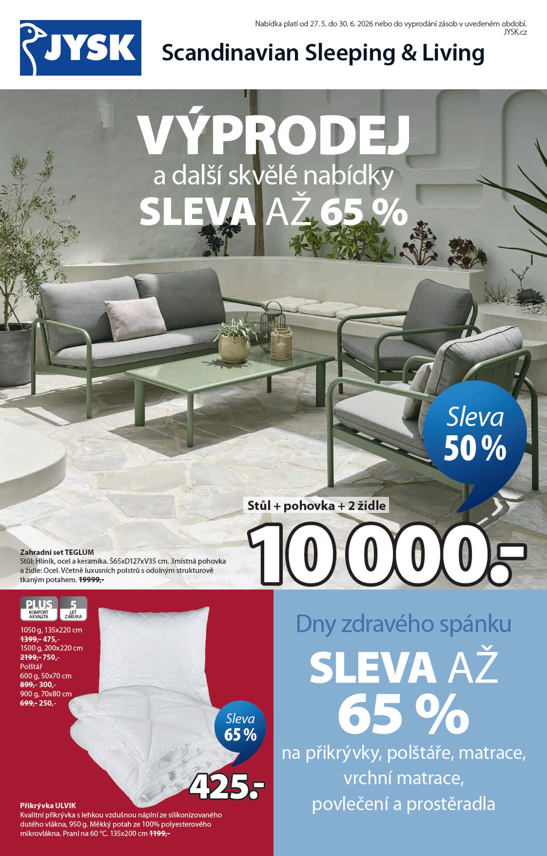 jysk - Aktuální JYSK leták platný od středy 27.05.2026 do úterý 30.06.2026 - page: 1