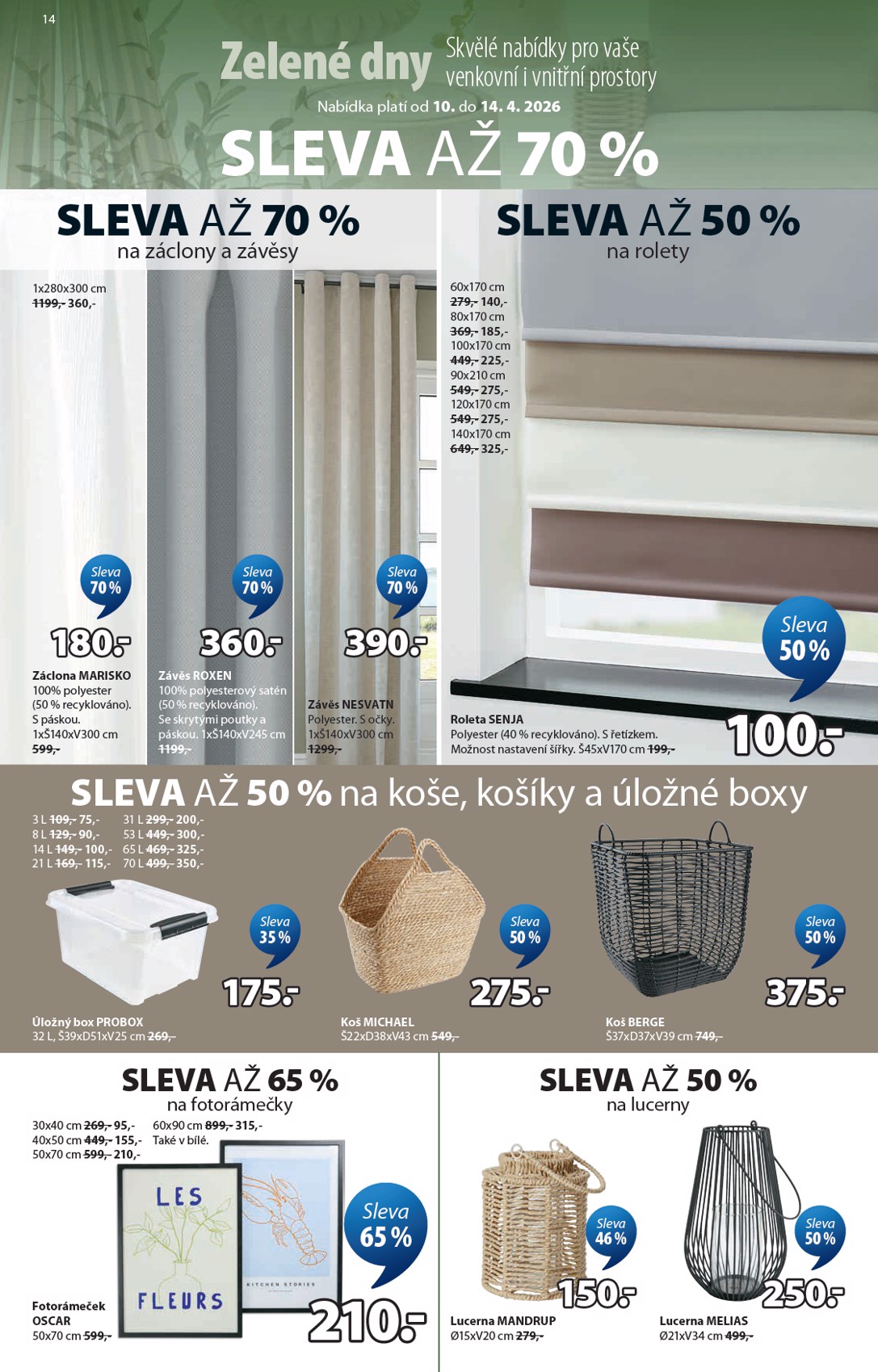 jysk - Aktuální JYSK - Slevy až 70 % leták platný od pátku 10.04.2026 do úterý 14.04.2026 - page: 14