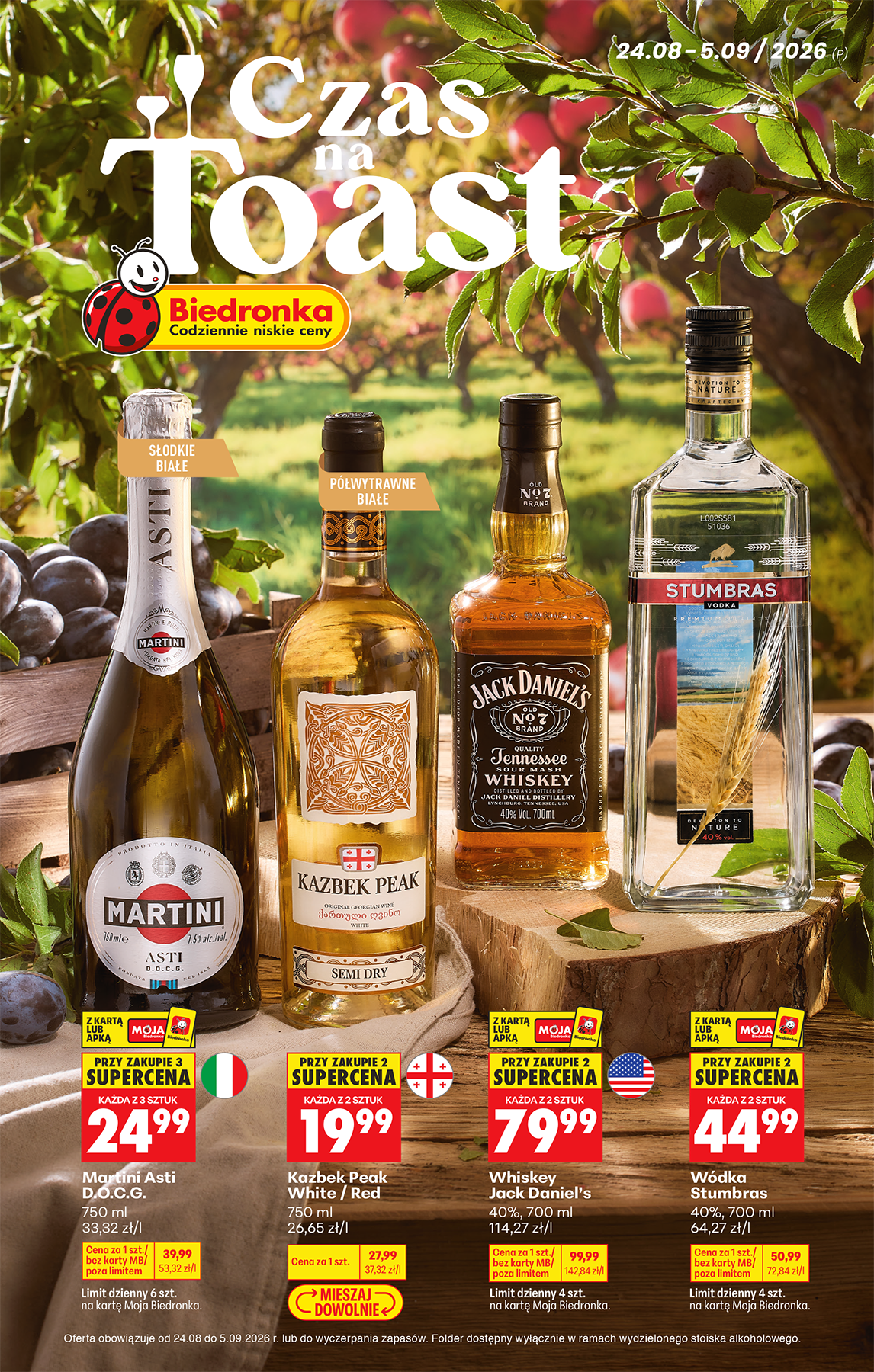 biedronka - Aktuální Biedronka - Alkohol leták platný od pondělí 24.08.2026 do soboty 05.09.2026