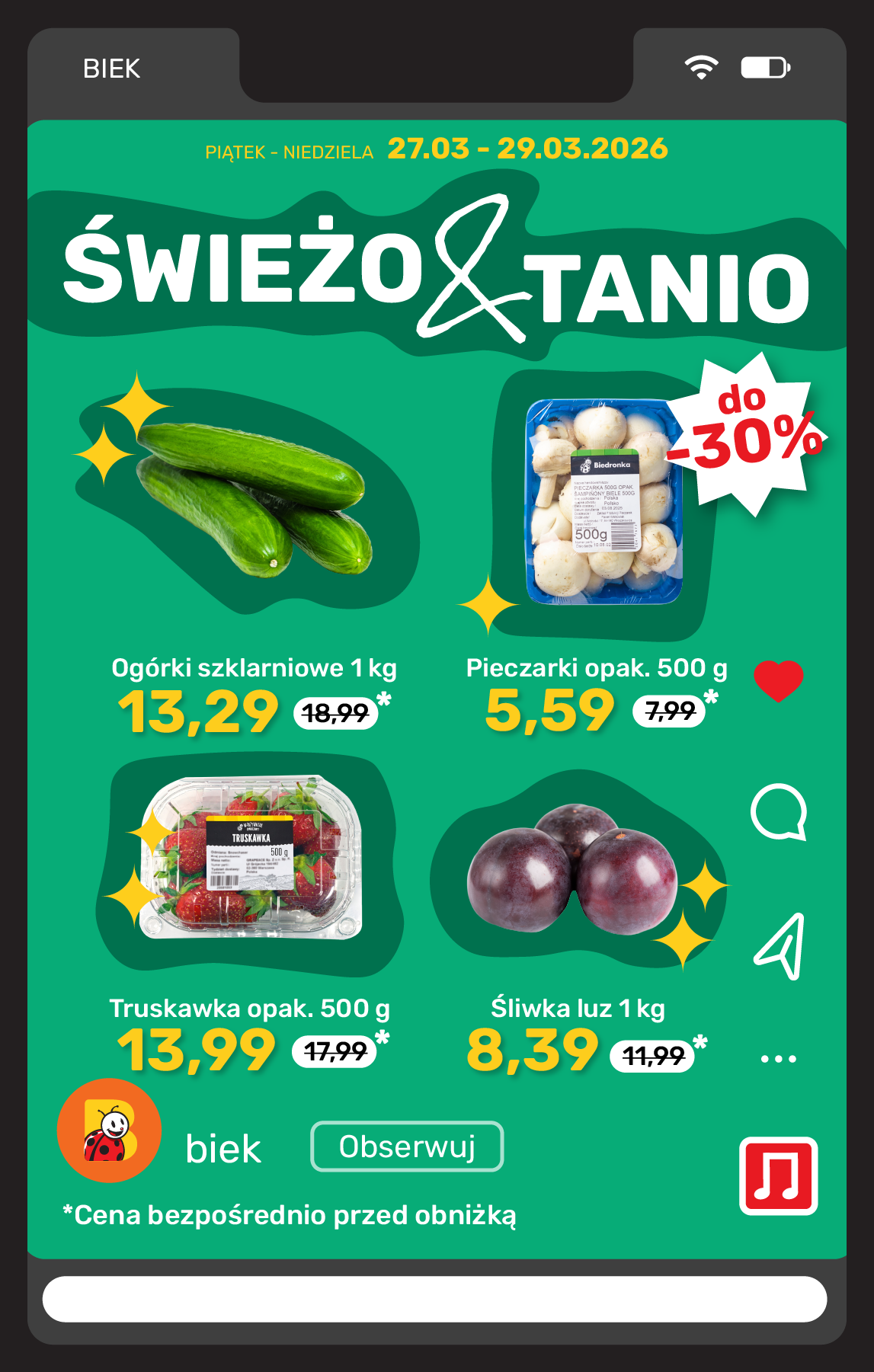 biedronka - BIEK Biedronka Express leták platný od pátku 27.03.2026 do neděle 29.03.2026 - page: 7