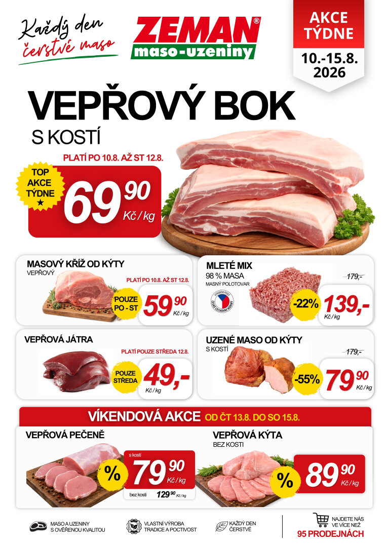 prodejny-zeman - Prodejny Zeman leták na příští týden od pondělí 10.08.2026 do soboty 15.08.2026
