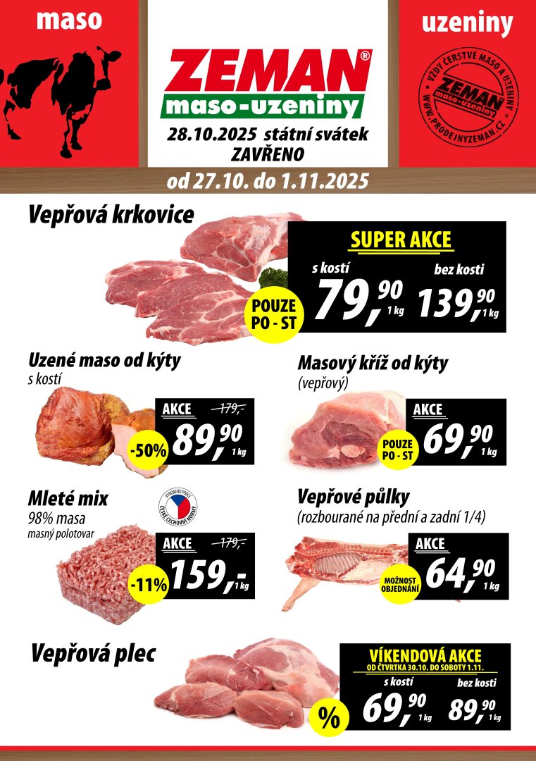 prodejny-zeman - Aktuální leták Prodejny Zeman od 27.10. do 01.11.