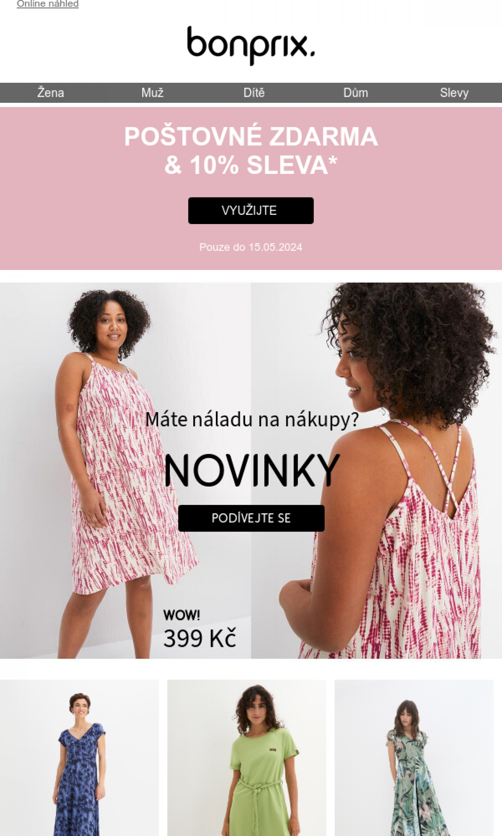 bonprix - Leták Bonprix - Bonprix katalog - Získejte 10% slevu aktuální 13.05. - 15.05.