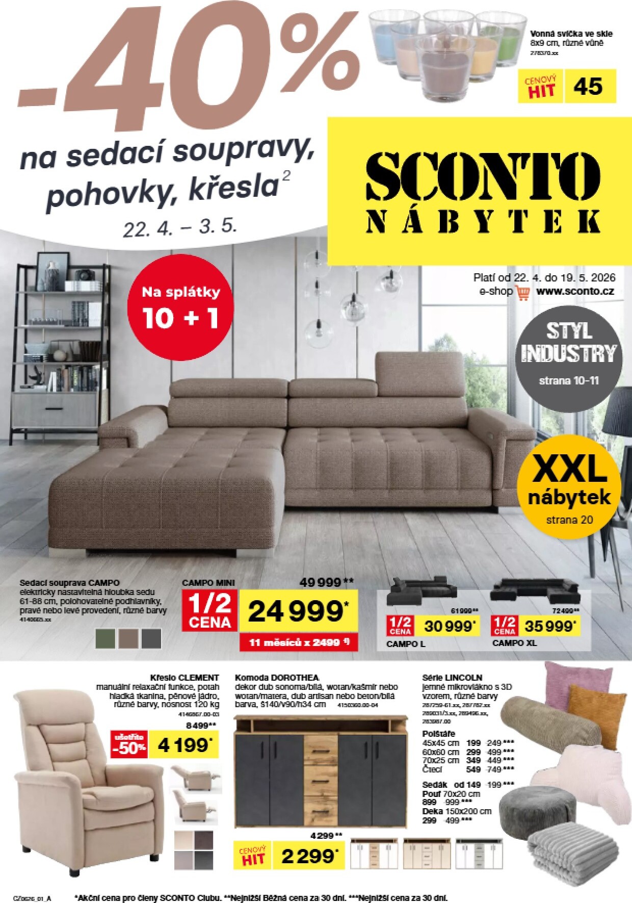 sconto-nabytek - Aktuální SCONTO Nábytek leták platný od středy 22.04.2026 do úterý 19.05.2026 - page: 1