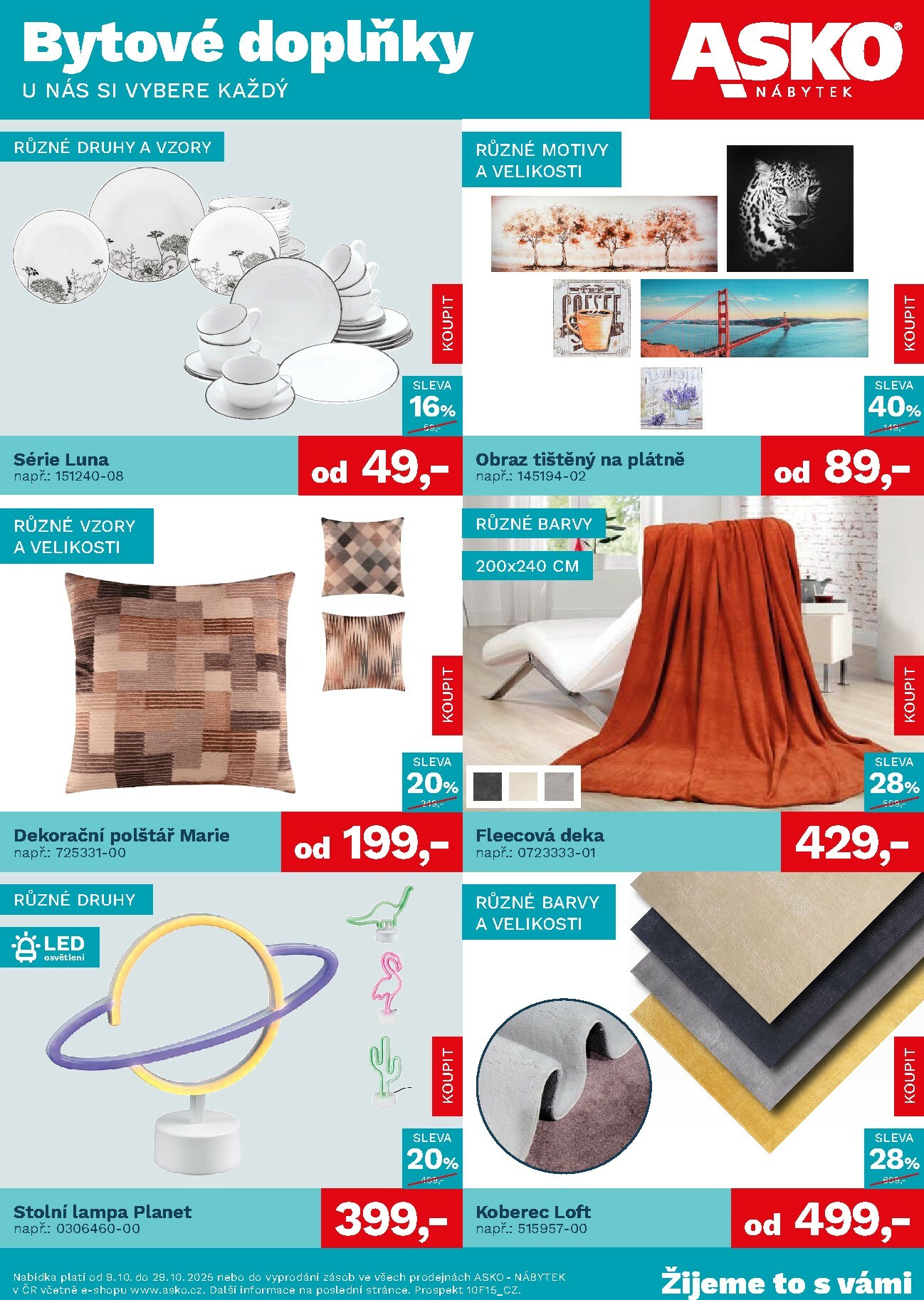 asko-nabytek - Aktuální leták ASKO NÁBYTEK - Bytové doplňky za skvělé ceny od 09.10. do 29.10.