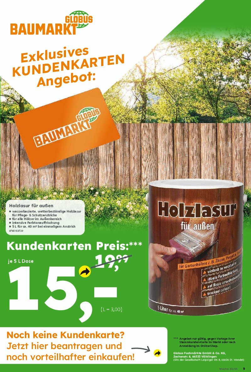 globus-baumarkt - Globus Baumarkt-Prospekt gültig vom 11.08. bis 16.08. - page: 9