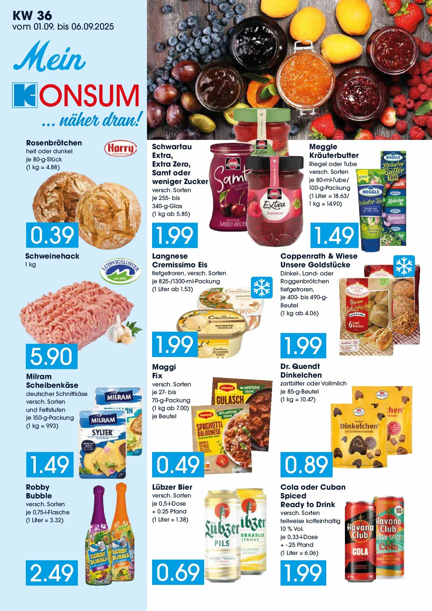 konsum - Konsum - Frischemarkt-Prospekt gültig vom 01.09. bis 06.09.