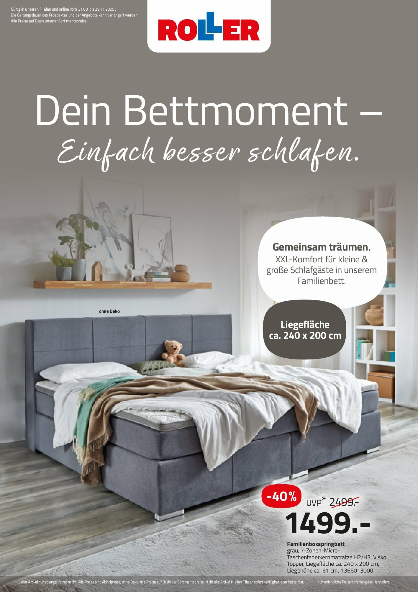 roller - ROLLER - Dein Bettmoment 2025-Prospekt gültig vom 31.08. bis 29.11. - page: 1