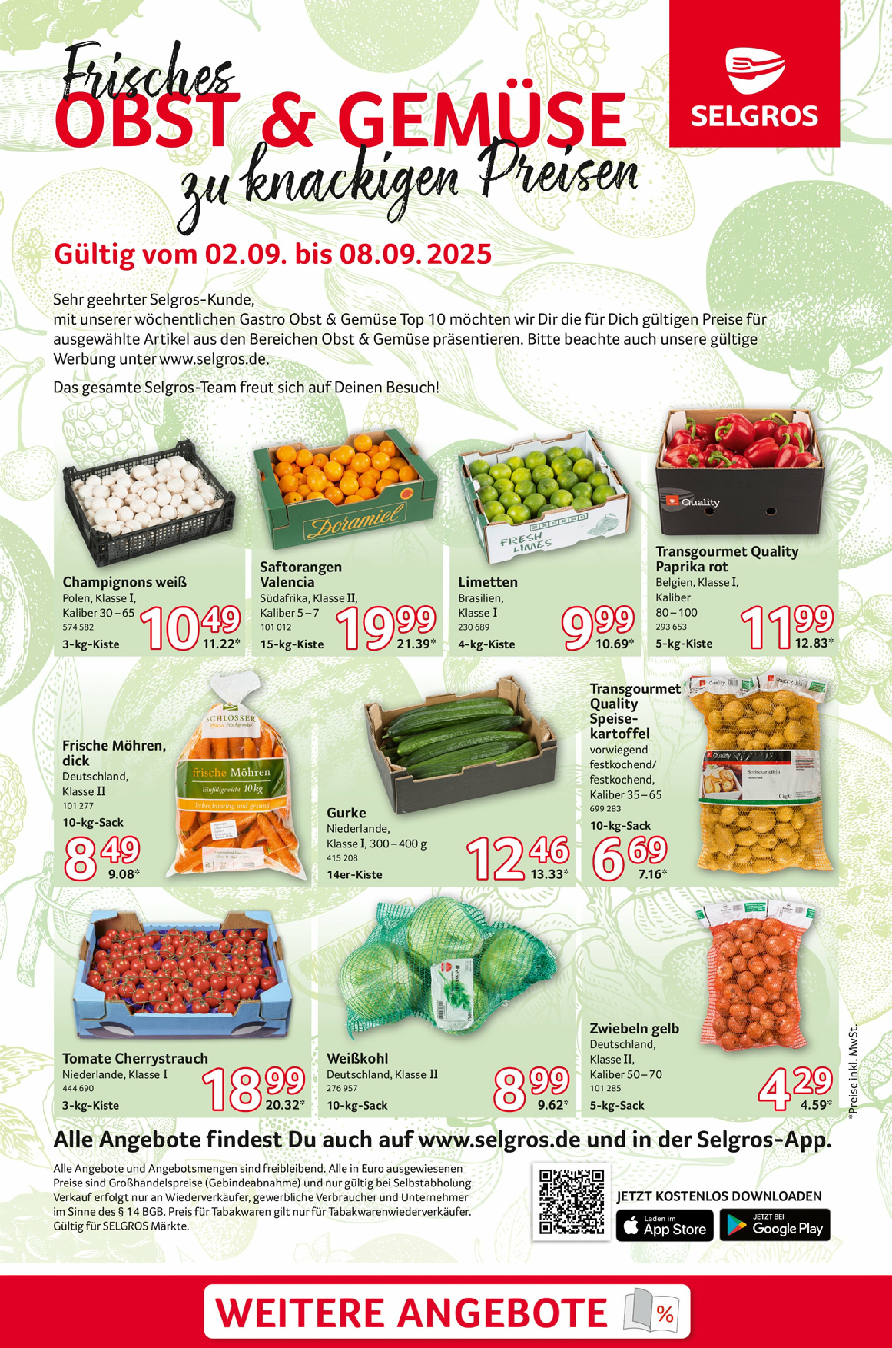 selgros - Selgros - Obst & Gemüse-Prospekt gültig vom 02.09. bis 08.09.