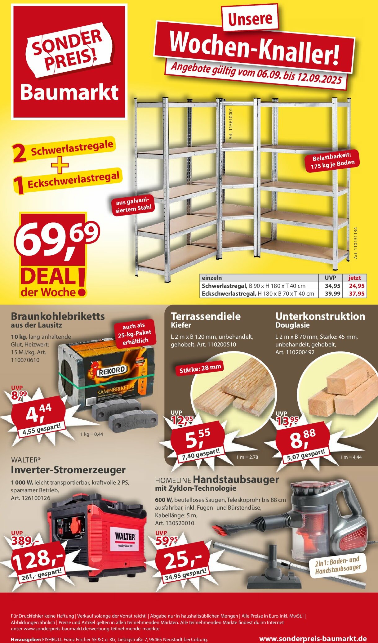 sonderpreis-baumarkt - Sonderpreis Baumarkt-Prospekt gültig vom 06.09. bis 12.09. - page: 1