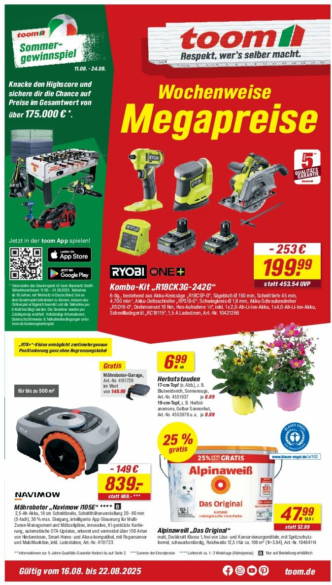toom - Toom-Prospekt gültig vom 16.08. bis 22.08.
