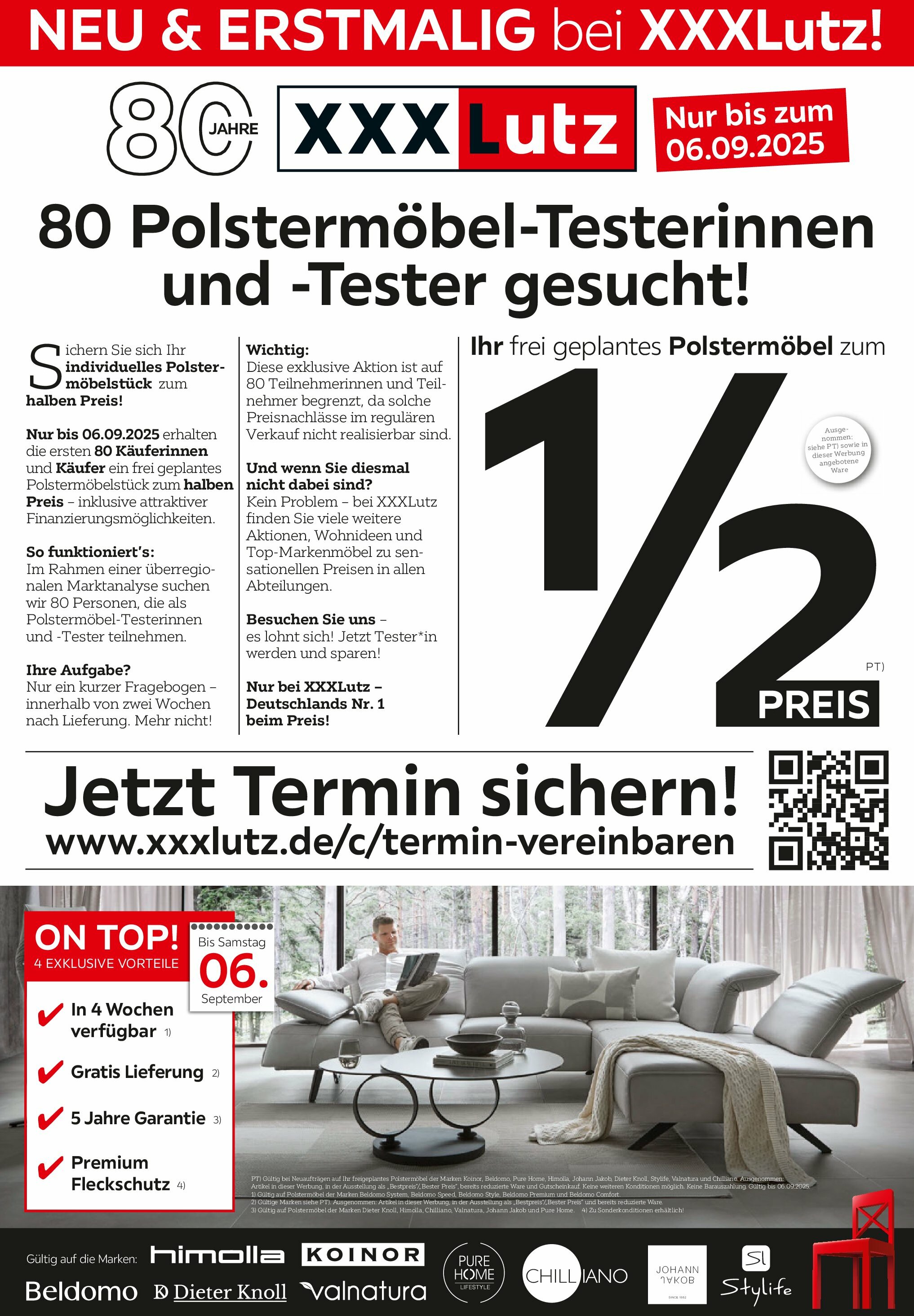 xxxlutz - XXXlutz - Polstermöbel-Testerinnen und -Tester gesucht!-Prospekt gültig vom 25.08. bis 06.09.