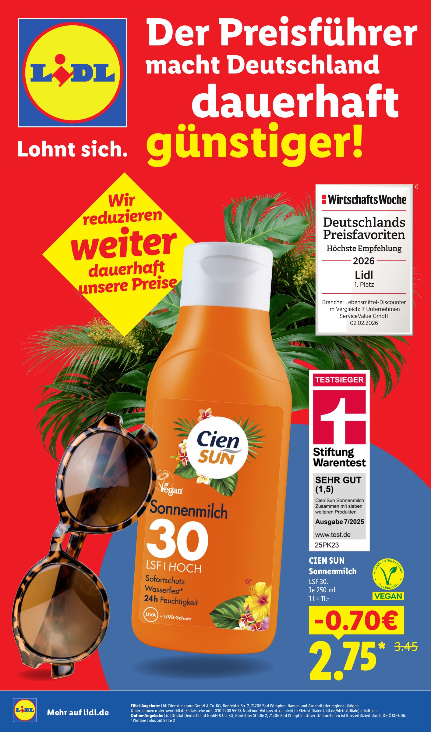 lidl - Lidl - Der Preisführer macht Deutschland Prospekt – von Mittwoch 01.07.2026 bis Montag 31.08.2026