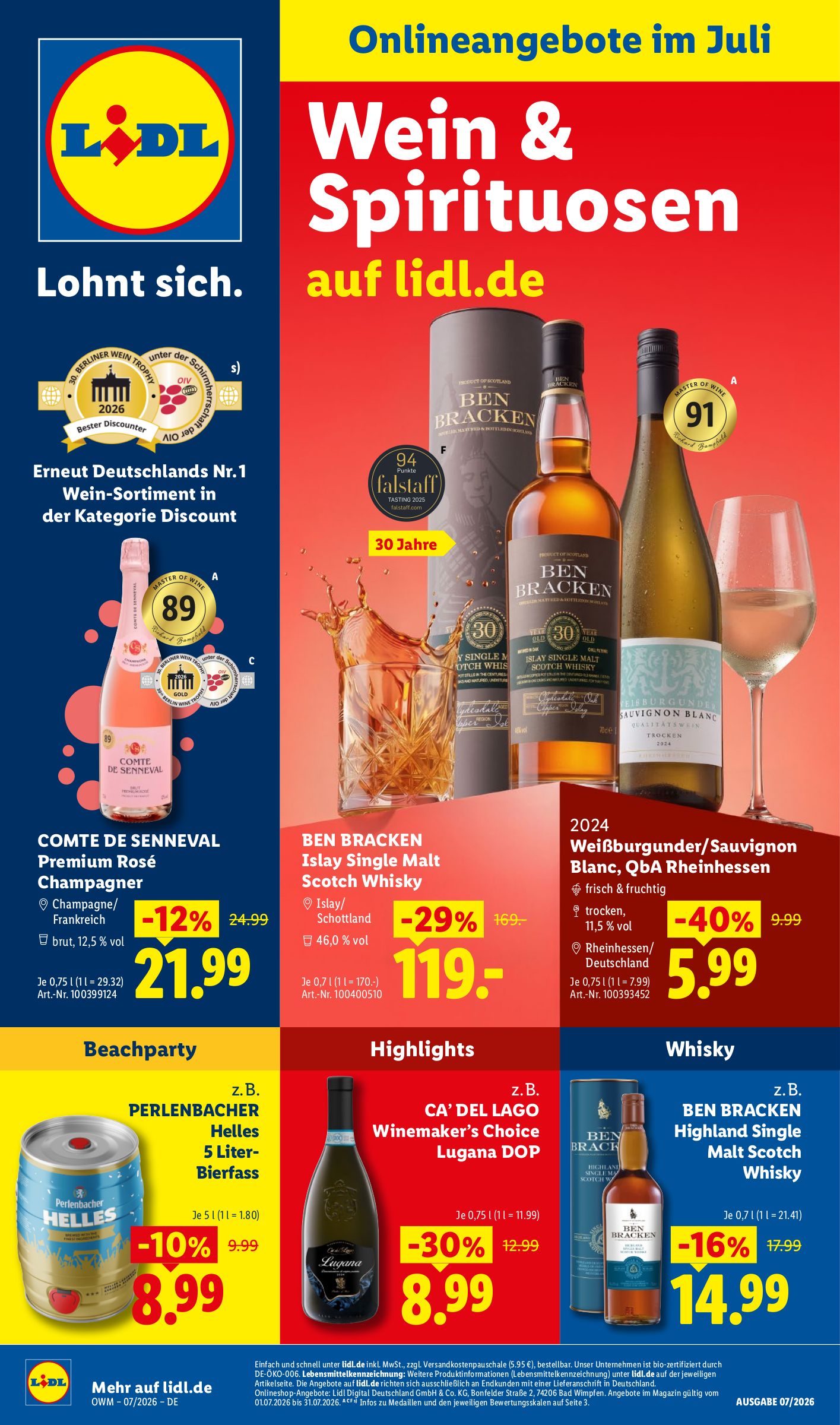 lidl - Lidl - Wein & Spirituosen Prospekt – von Mittwoch 01.07.2026 bis Freitag 31.07.2026