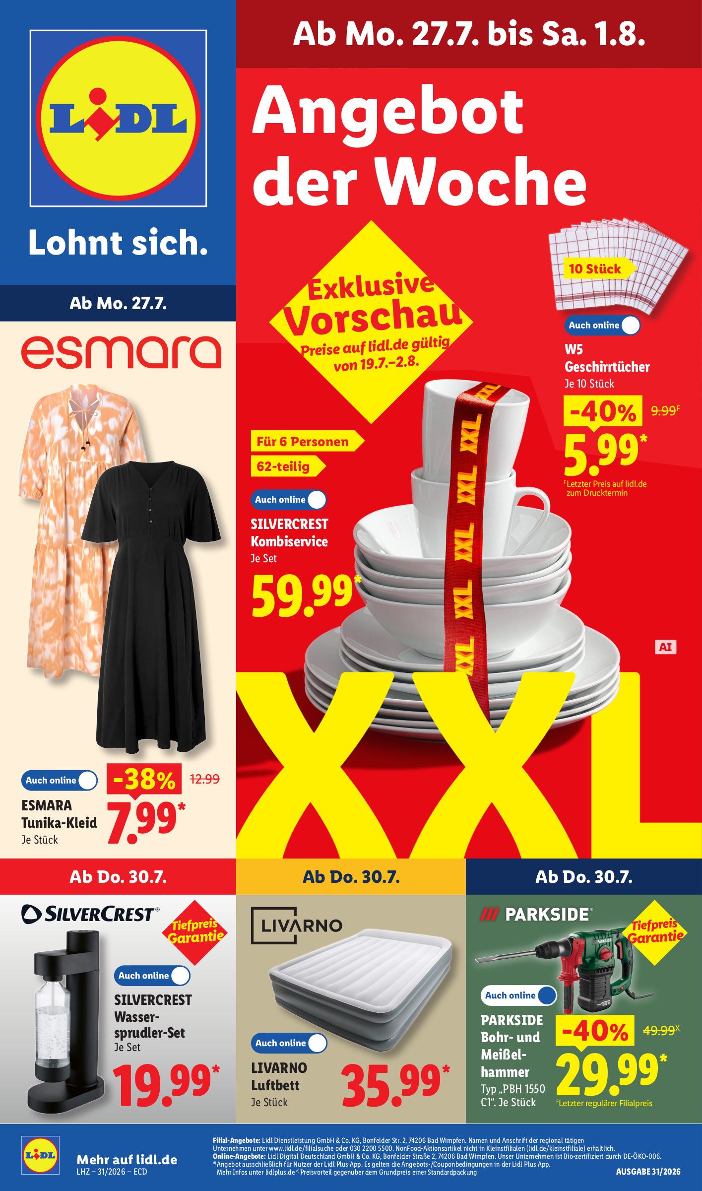 lidl - Lidl - Angebot der Woche Prospekt nächste Woche – von Montag 27.07.2026 bis Samstag 01.08.2026