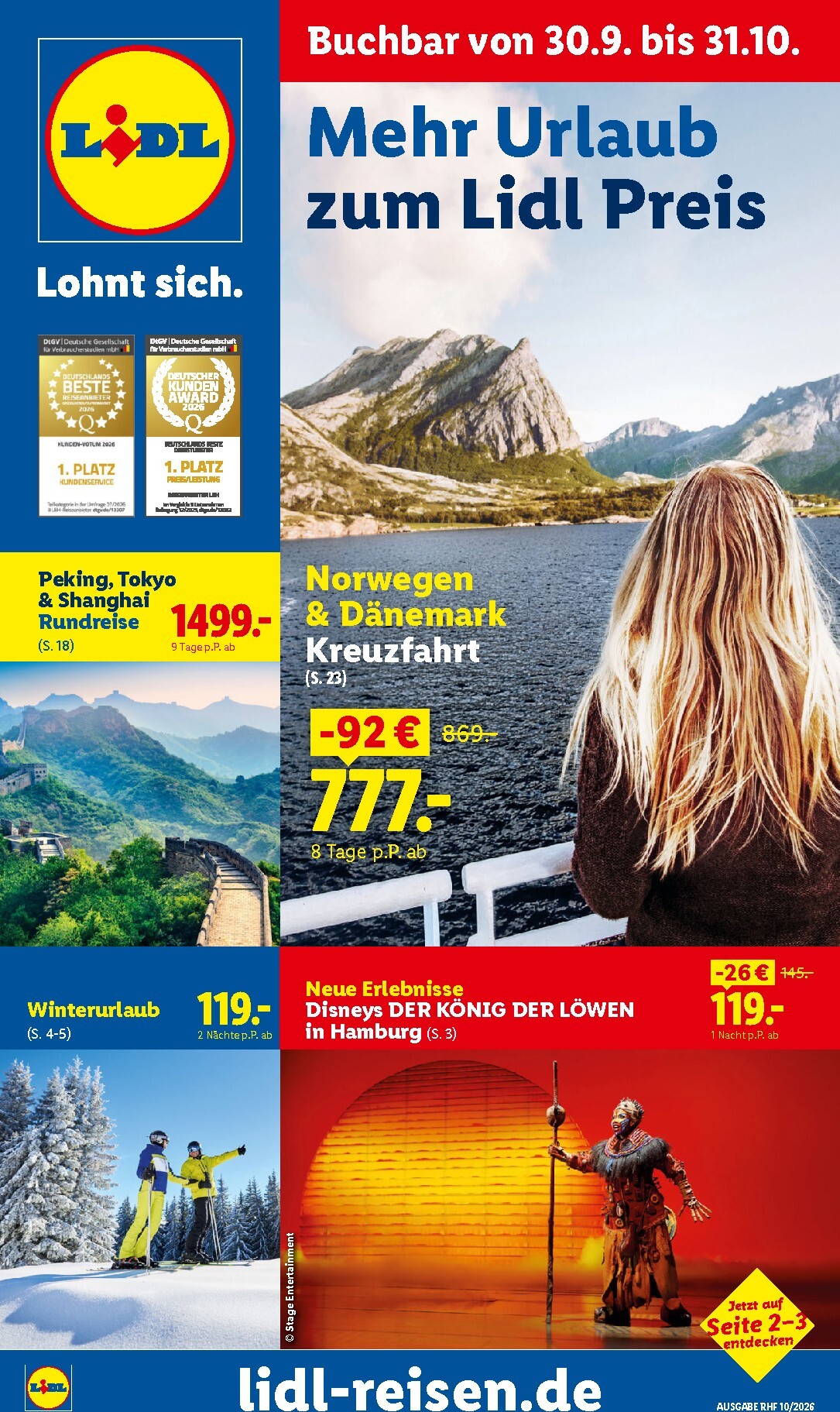 lidl - Lidl - Reise-Highlights Prospekt – von Mittwoch 30.09.2026 bis Samstag 31.10.2026