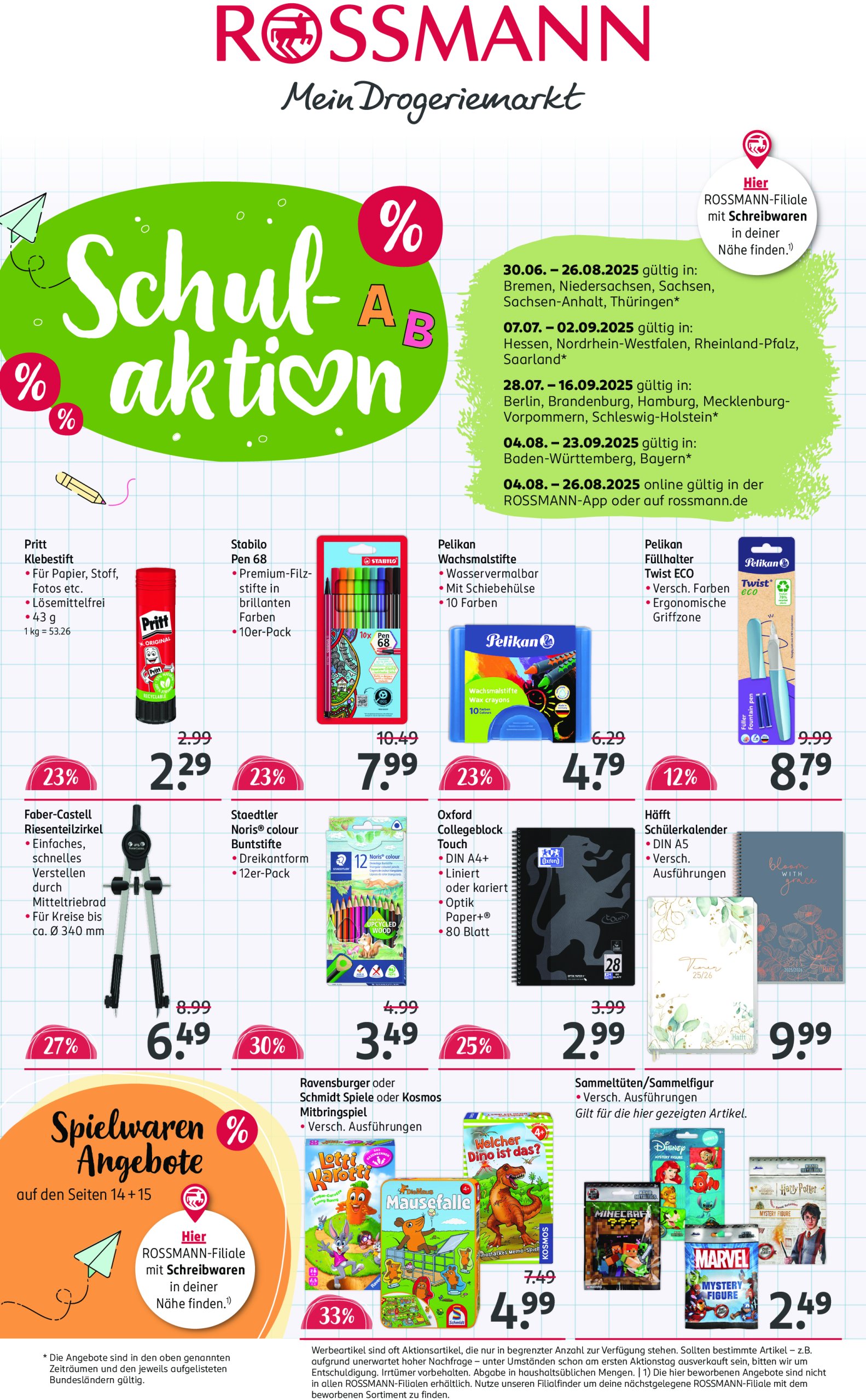 rossmann - ROSSMANN - Schulaktion-Prospekt gültig vom 30.06. bis 23.09.