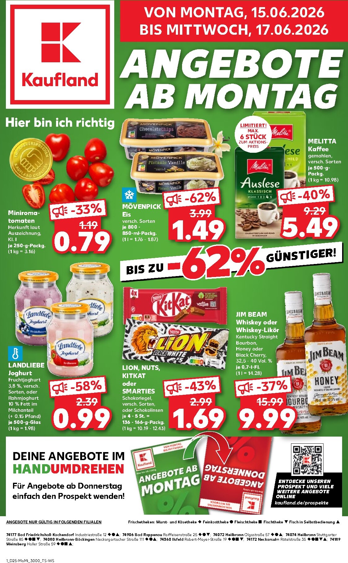 kaufland - Kaufland - Angebote ab Montag Prospekt nächste Woche – von Montag 15.06.2026 bis Mittwoch 17.06.2026