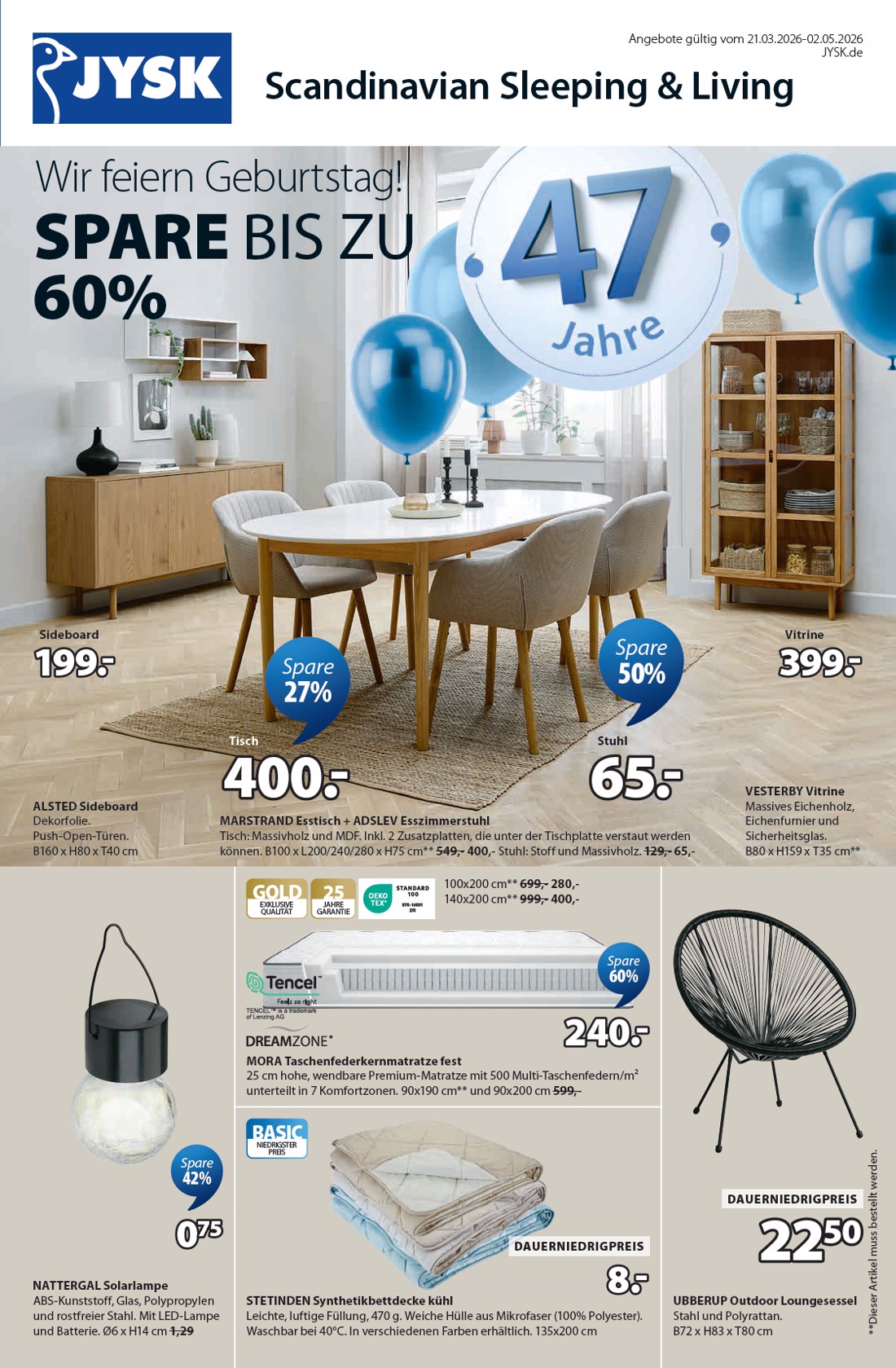 jysk - JYSK - Großartige Angebote 2 Prospekt – von Samstag 21.03.2026 bis Samstag 02.05.2026 - page: 1