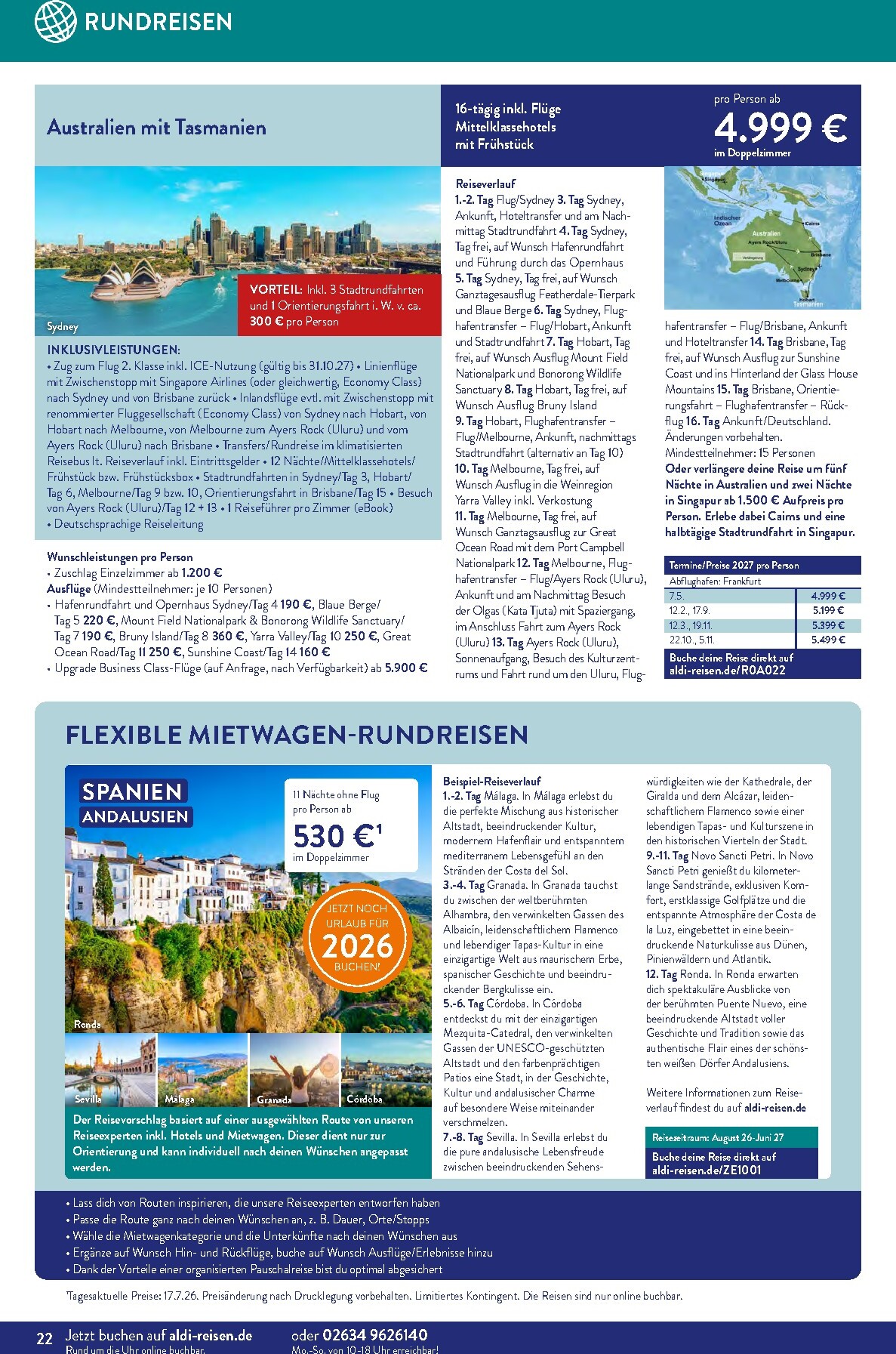 aldi - ALDI SÜD - Reisemagazin Prospekt nächste Woche – von Montag 03.08.2026 bis Montag 31.08.2026 - page: 22