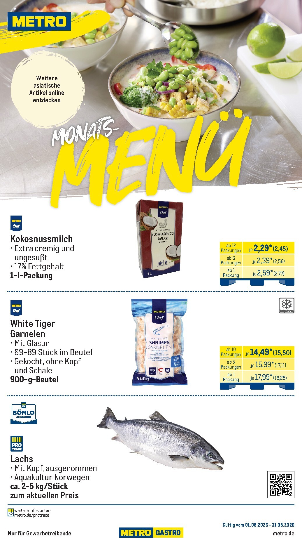 metro - Metro - Monats-Menü Prospekt nächste Woche – von Samstag 01.08.2026 bis Montag 31.08.2026