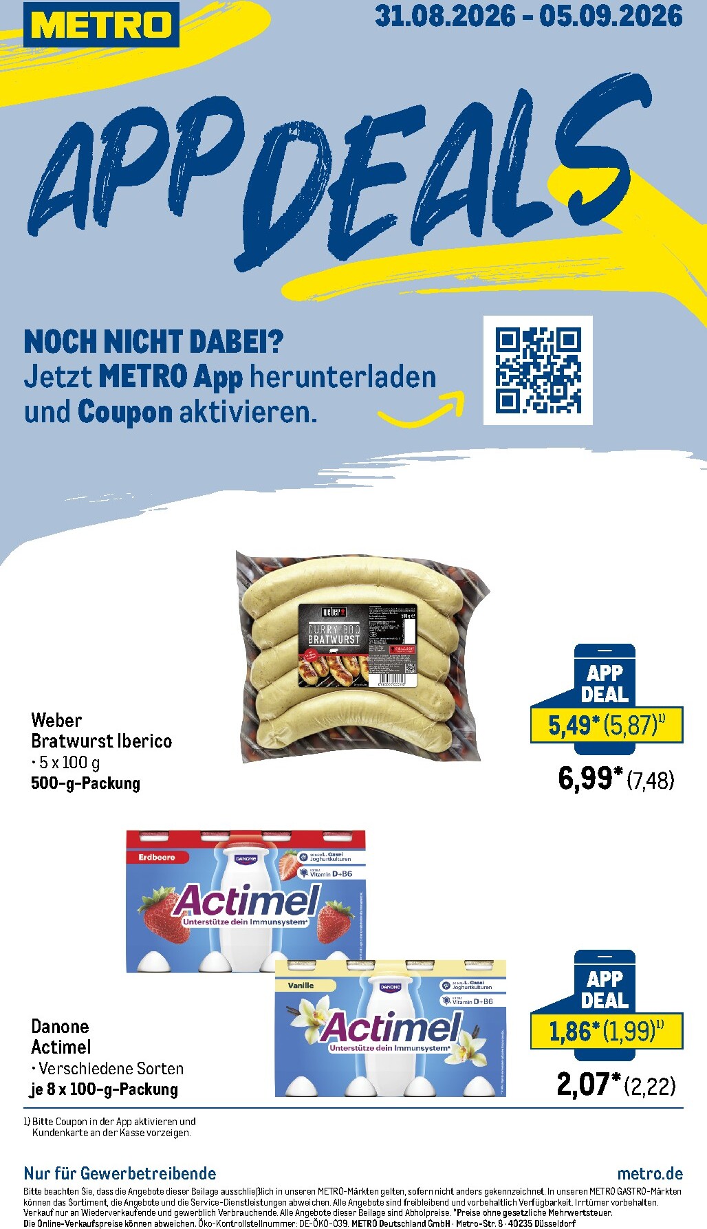 metro - Metro - App Deals Prospekt nächste Woche – von Montag 31.08.2026 bis Samstag 05.09.2026