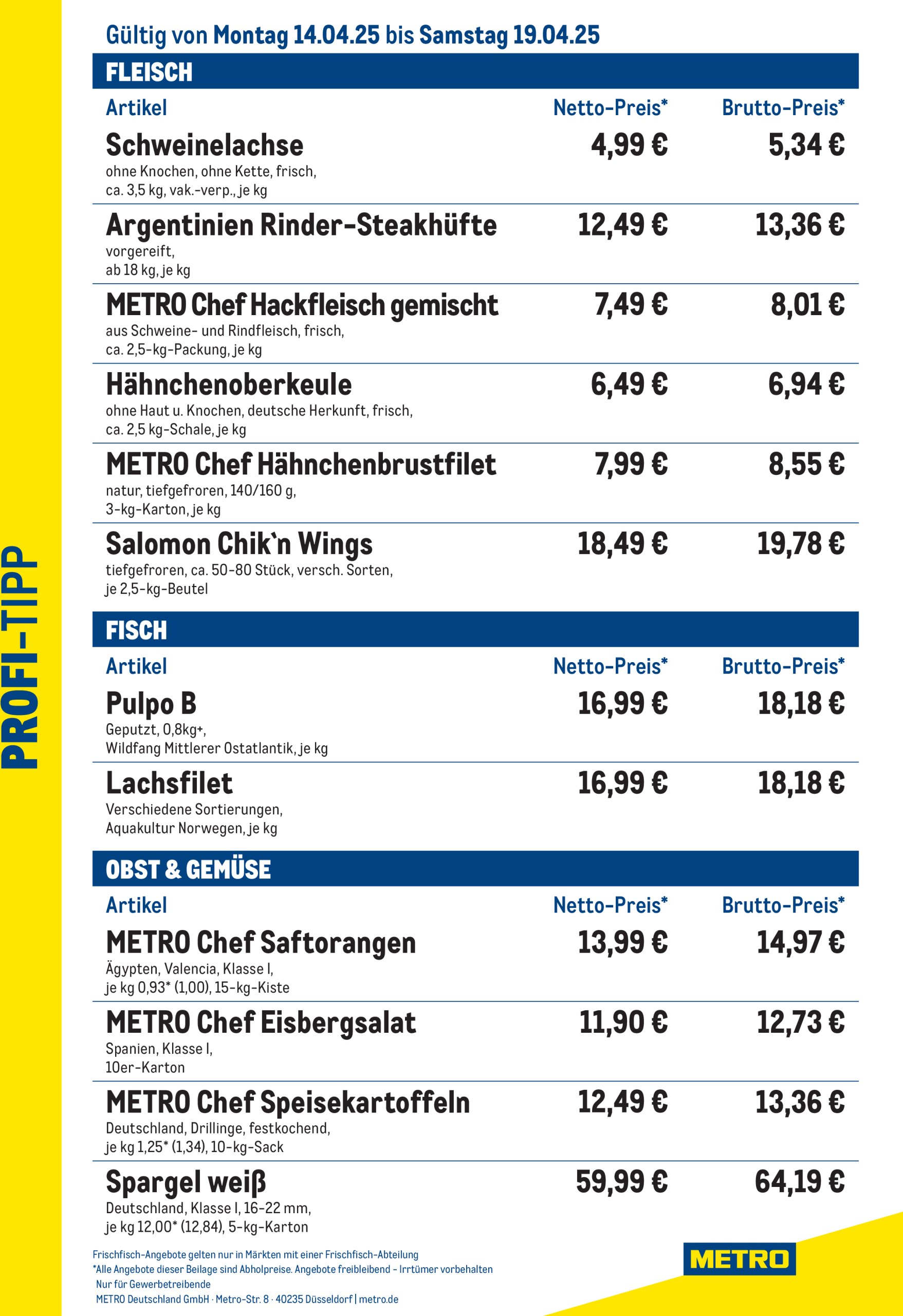 metro - Metro - Profi-Tipp-Prospekt gültig von 14.04. bis 19.04.