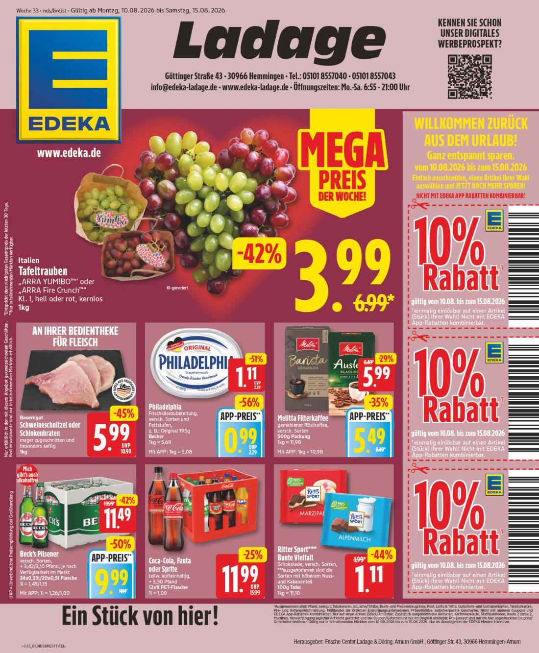 np - NP - Edeka - Hemmingen Prospekt nächste Woche – von Montag 10.08.2026 bis Samstag 15.08.2026