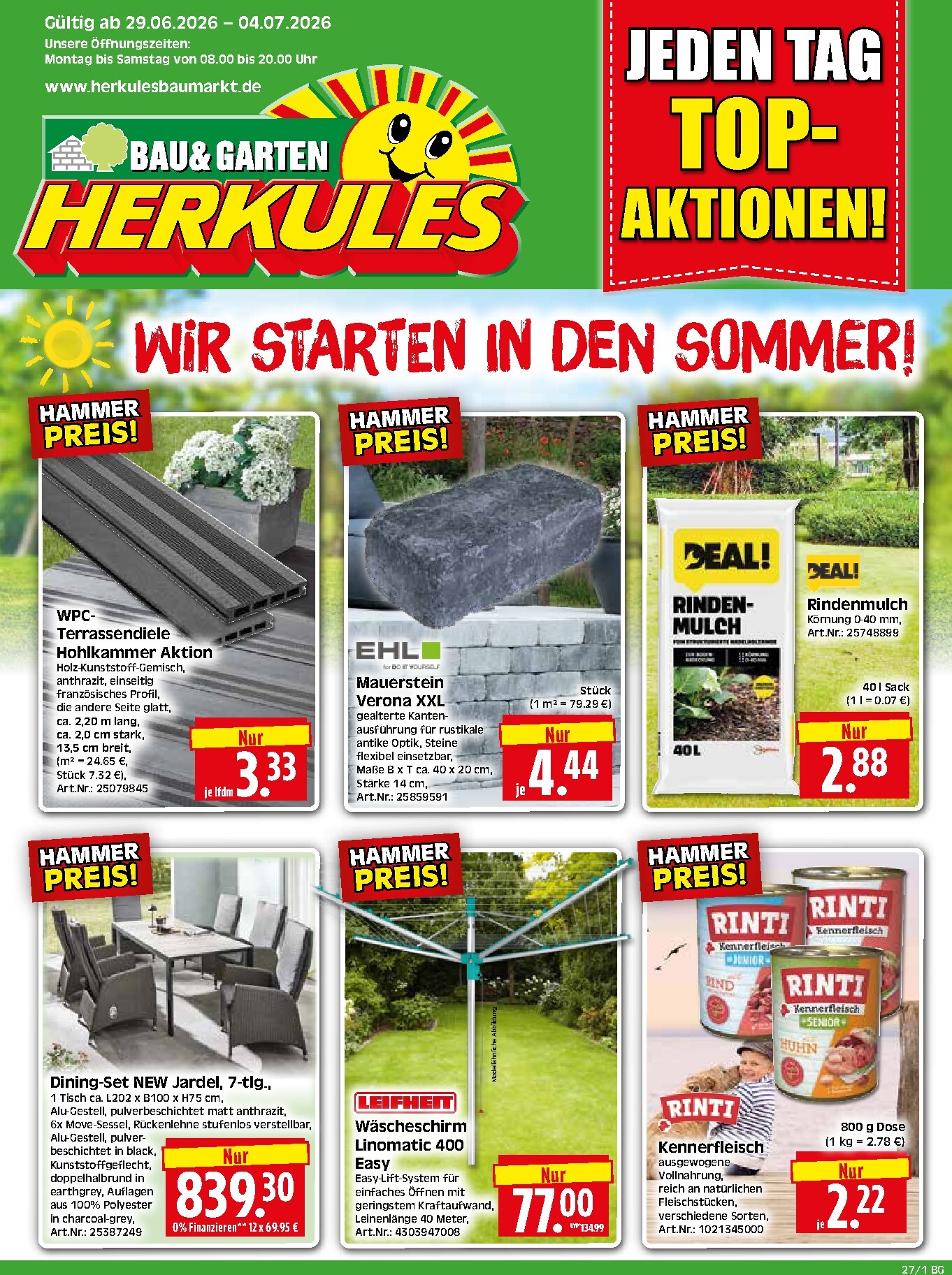 herkules - Herkules - Bau & Garten Prospekt nächste Woche – von Montag 29.06.2026 bis Samstag 04.07.2026
