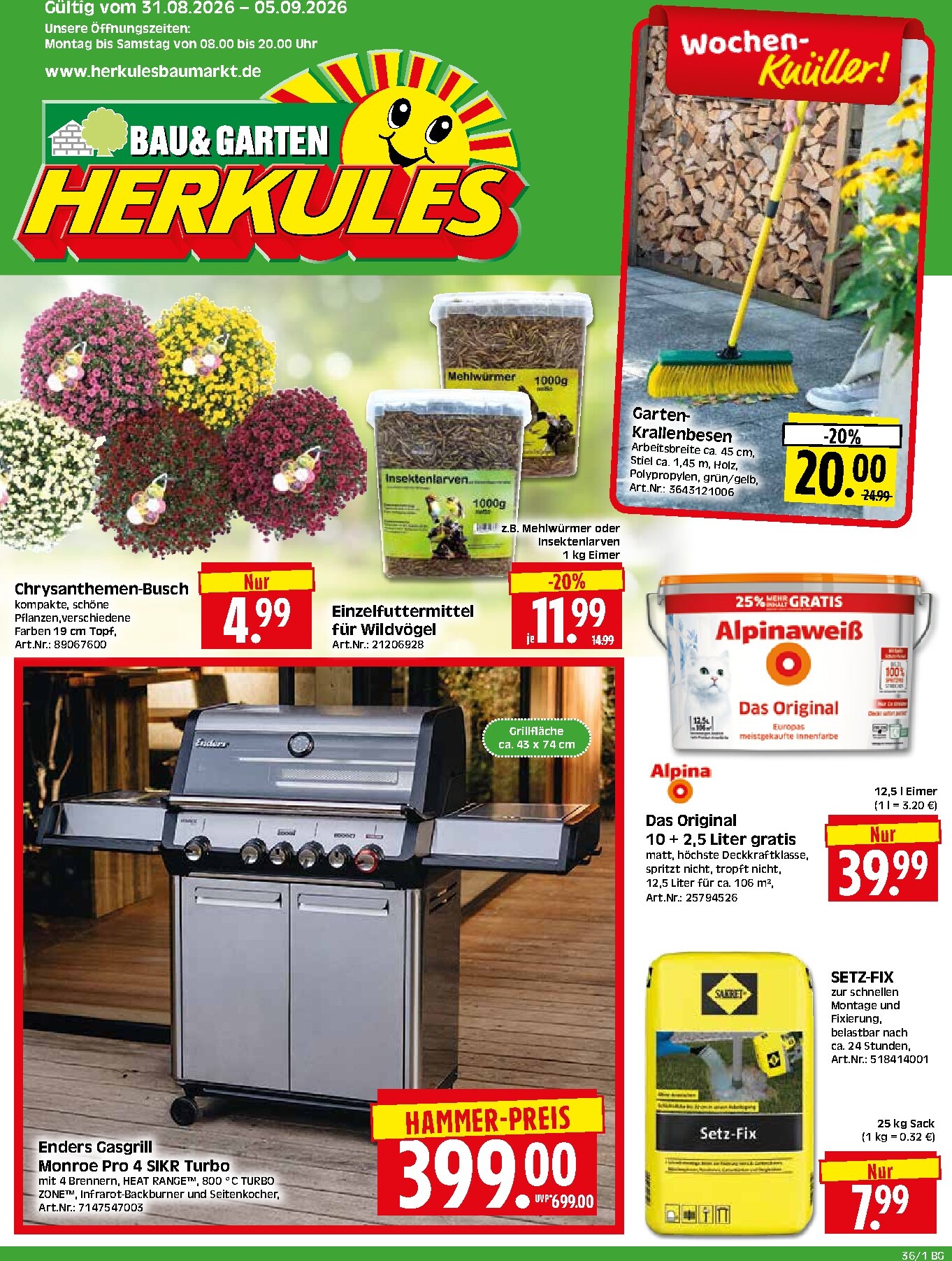 herkules - Herkules - Bau & Garten Prospekt nächste Woche – von Montag 31.08.2026 bis Samstag 05.09.2026